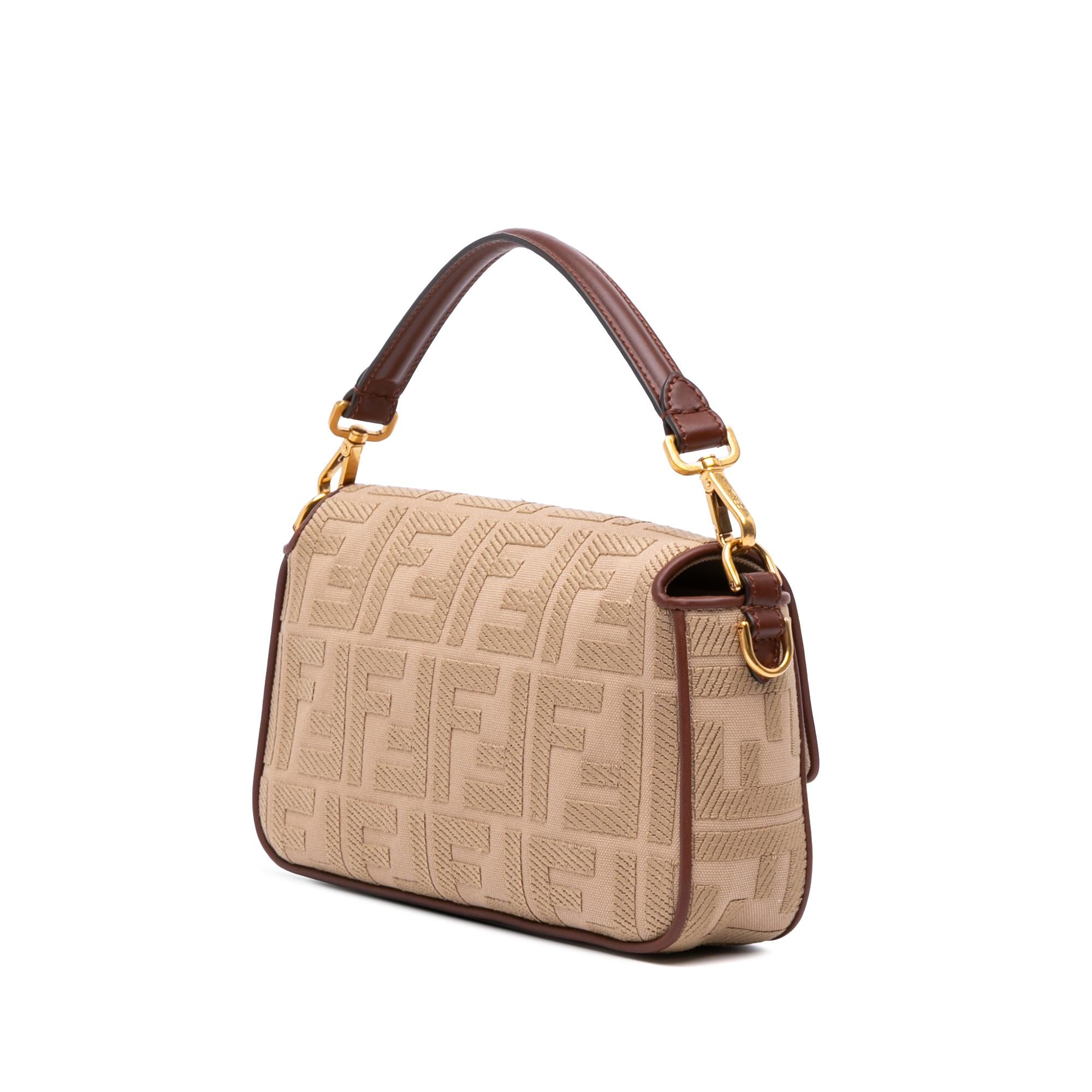 Fendi Zucca Embroidered Canvas Baguette Satchel