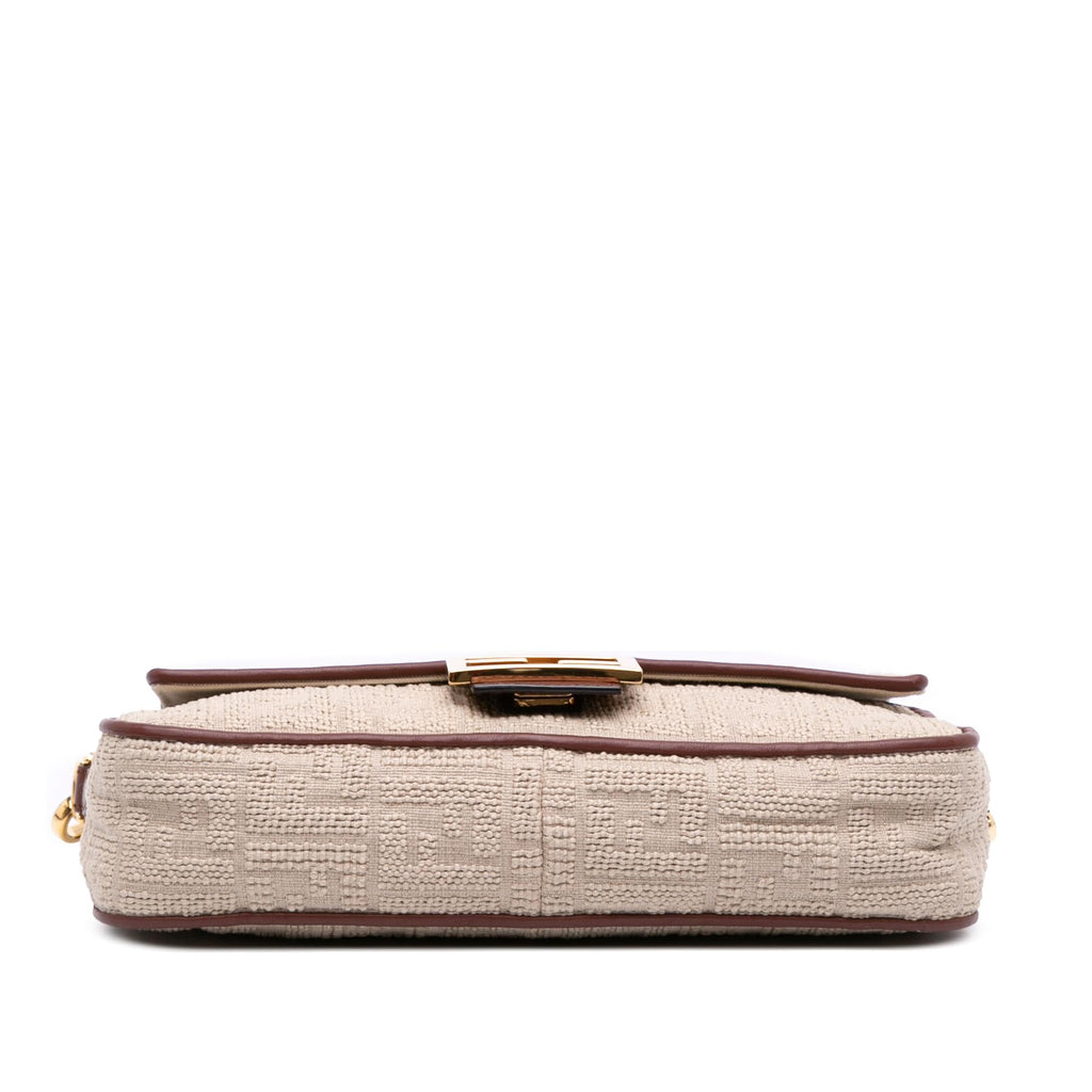 Fendi Zucca Embroidered Canvas Baguette Satchel