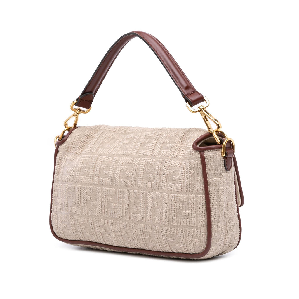 Fendi Zucca Embroidered Canvas Baguette Satchel