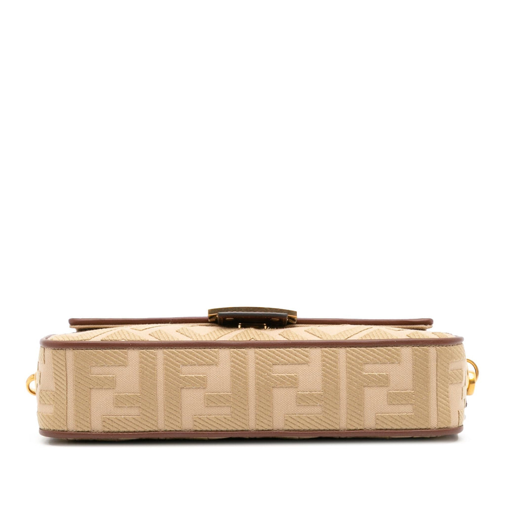 Fendi Zucca Embroidered Canvas Baguette Satchel