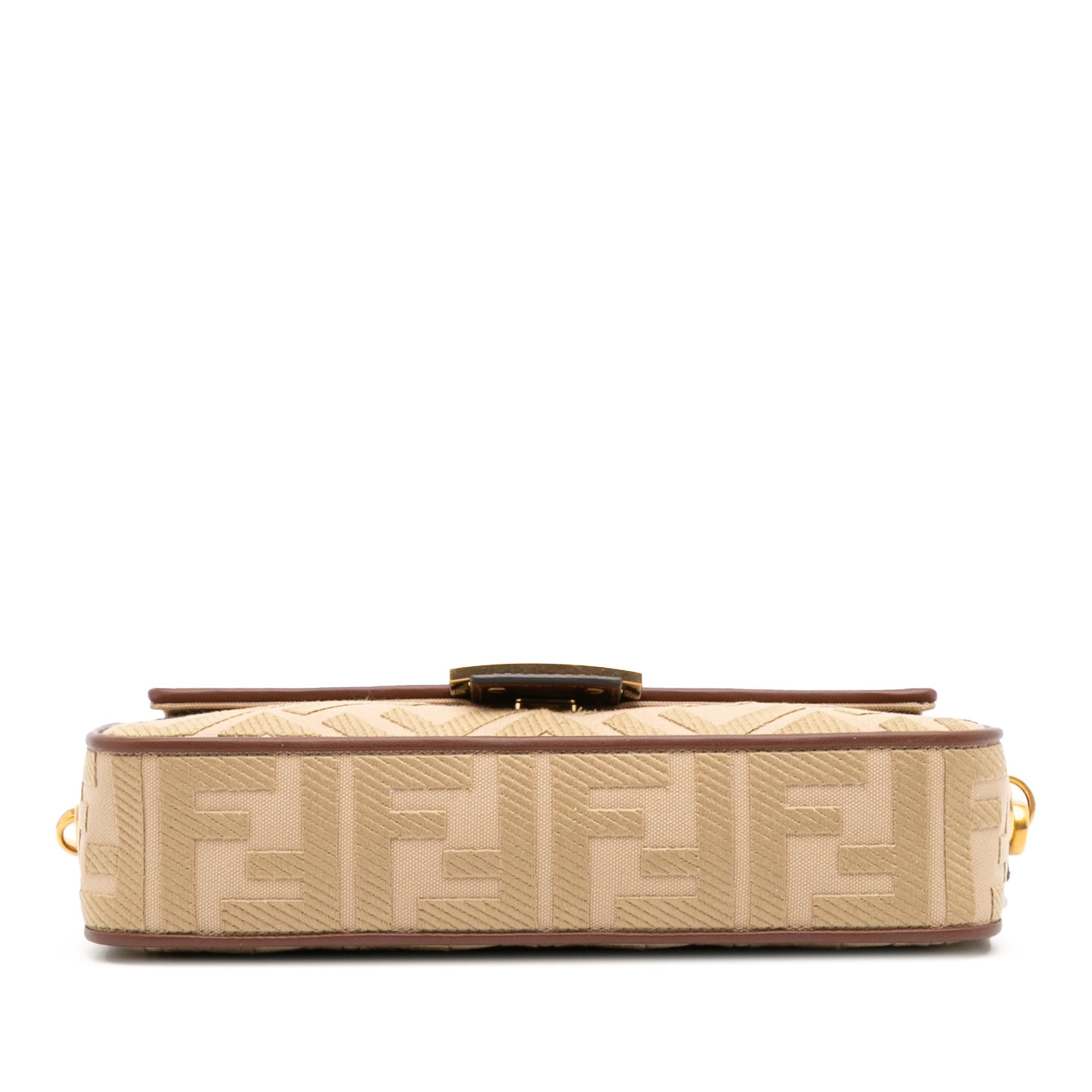 Fendi Zucca Embroidered Canvas Baguette Satchel