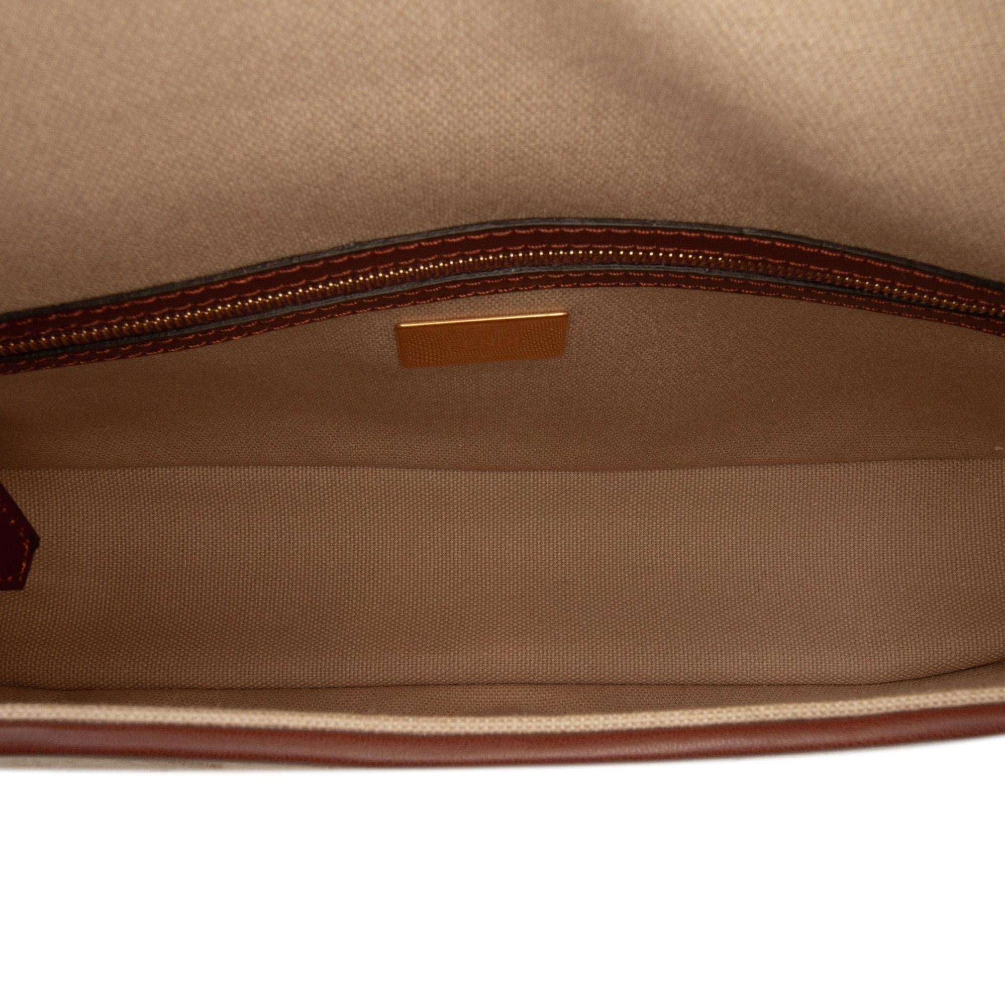 Fendi Zucca Embroidered Canvas Baguette Satchel