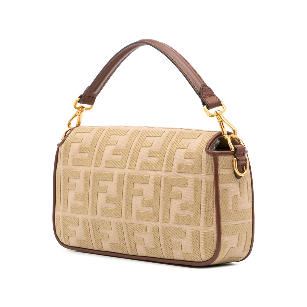 Fendi Zucca Embroidered Canvas Baguette Satchel