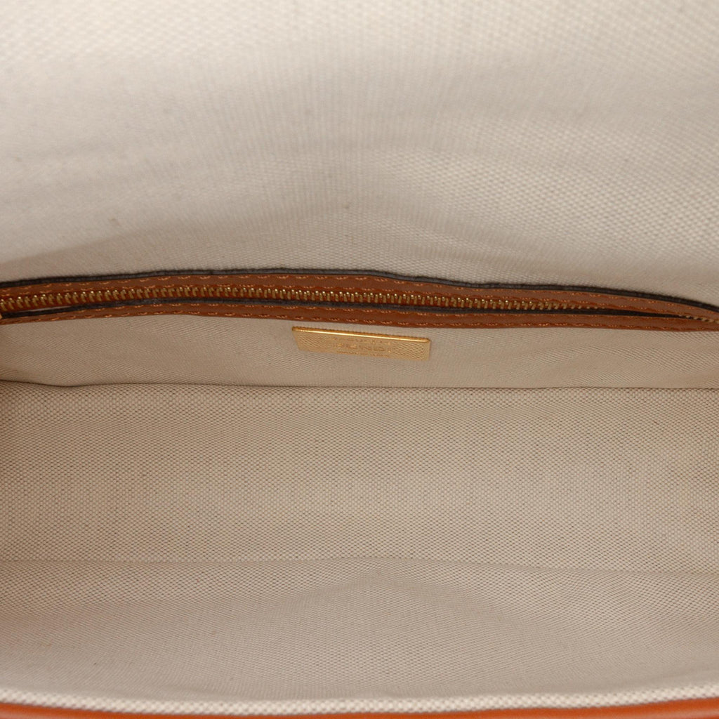 Fendi Zucca Embroidered Canvas Baguette Satchel