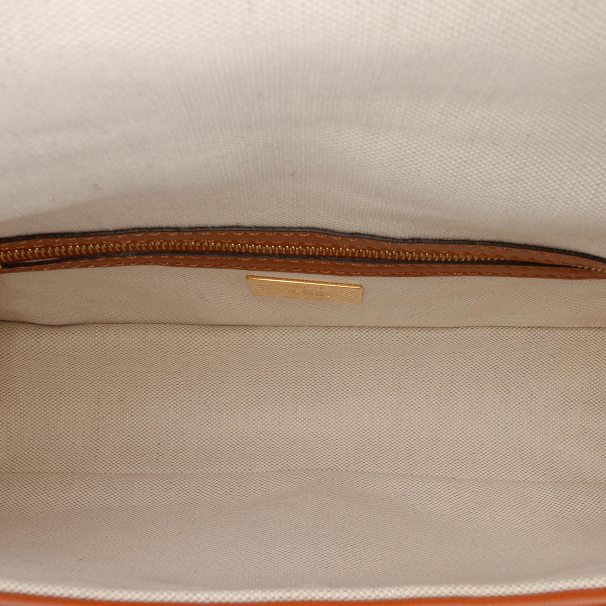 Fendi Zucca Embroidered Canvas Baguette Satchel