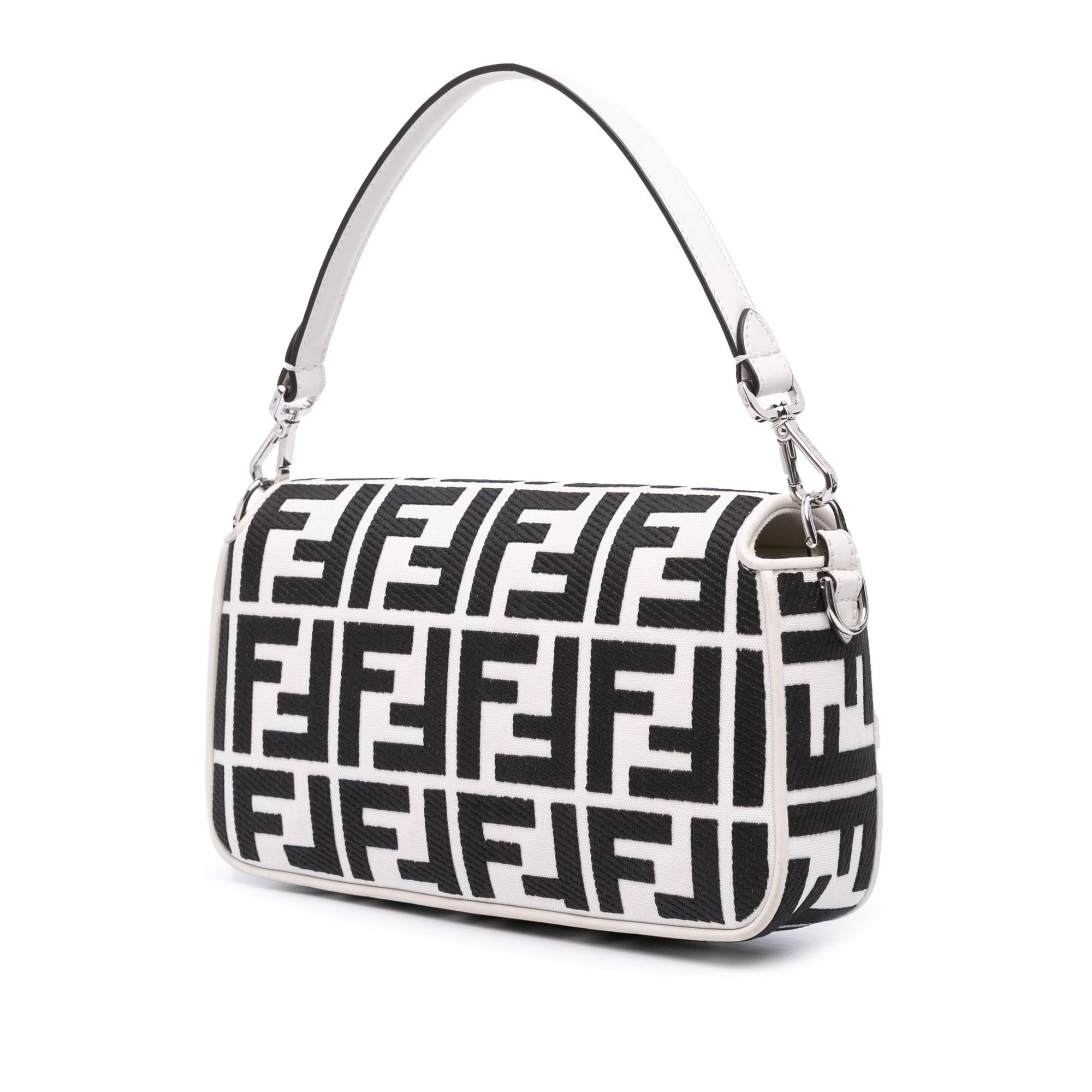 Fendi Zucca Embroidered Canvas Baguette Satchel