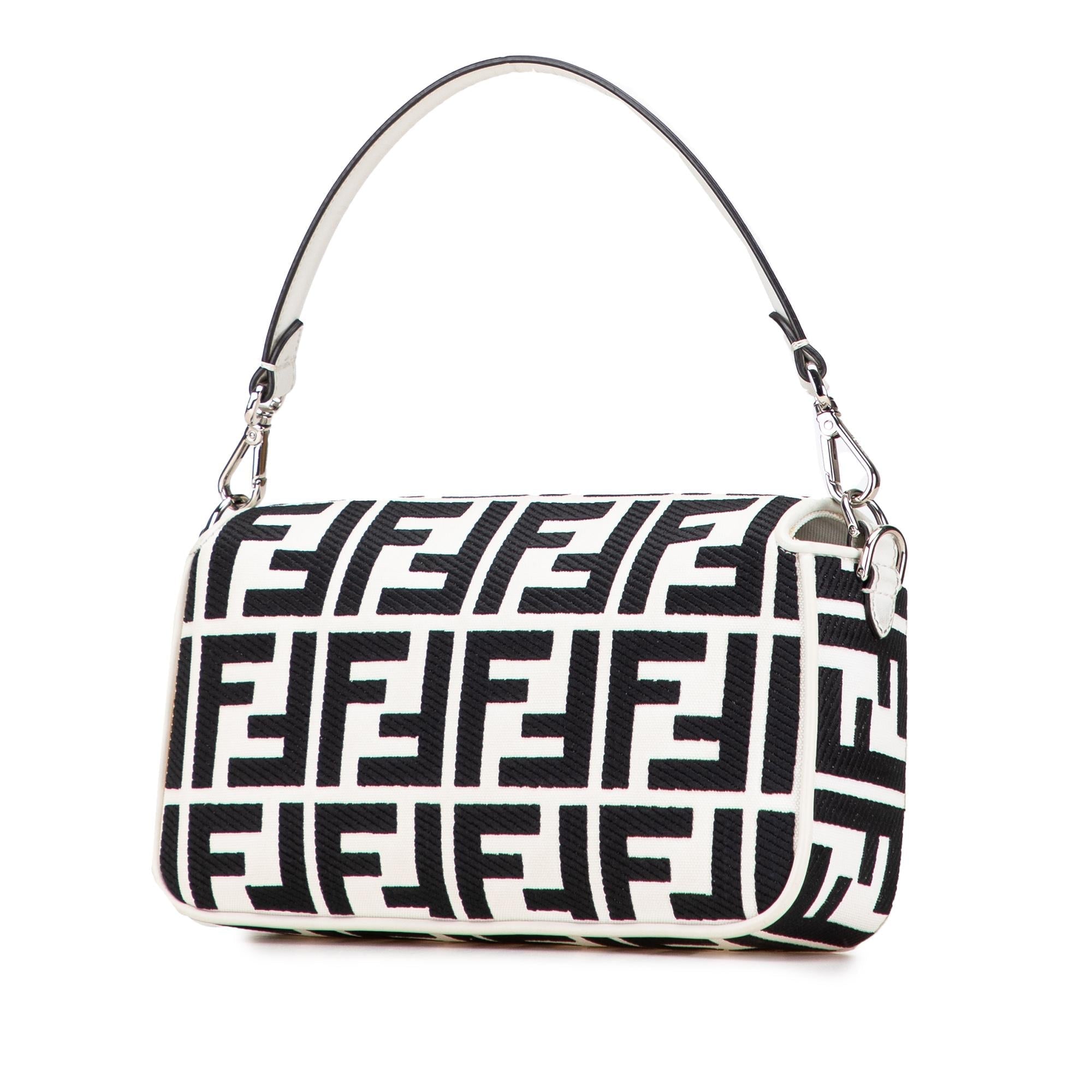 Fendi Zucca Embroidered Canvas Baguette Satchel
