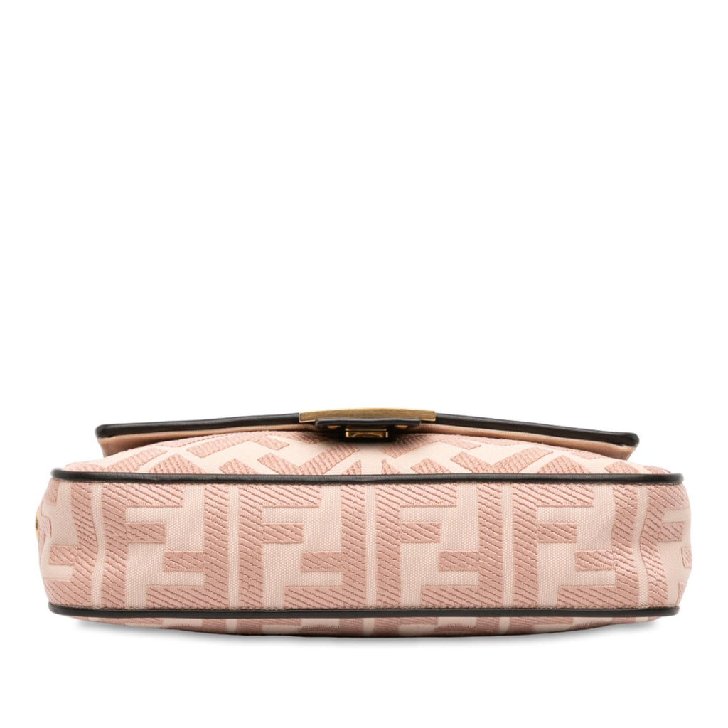 Fendi Zucca Embroidered Canvas Baguette Satchel