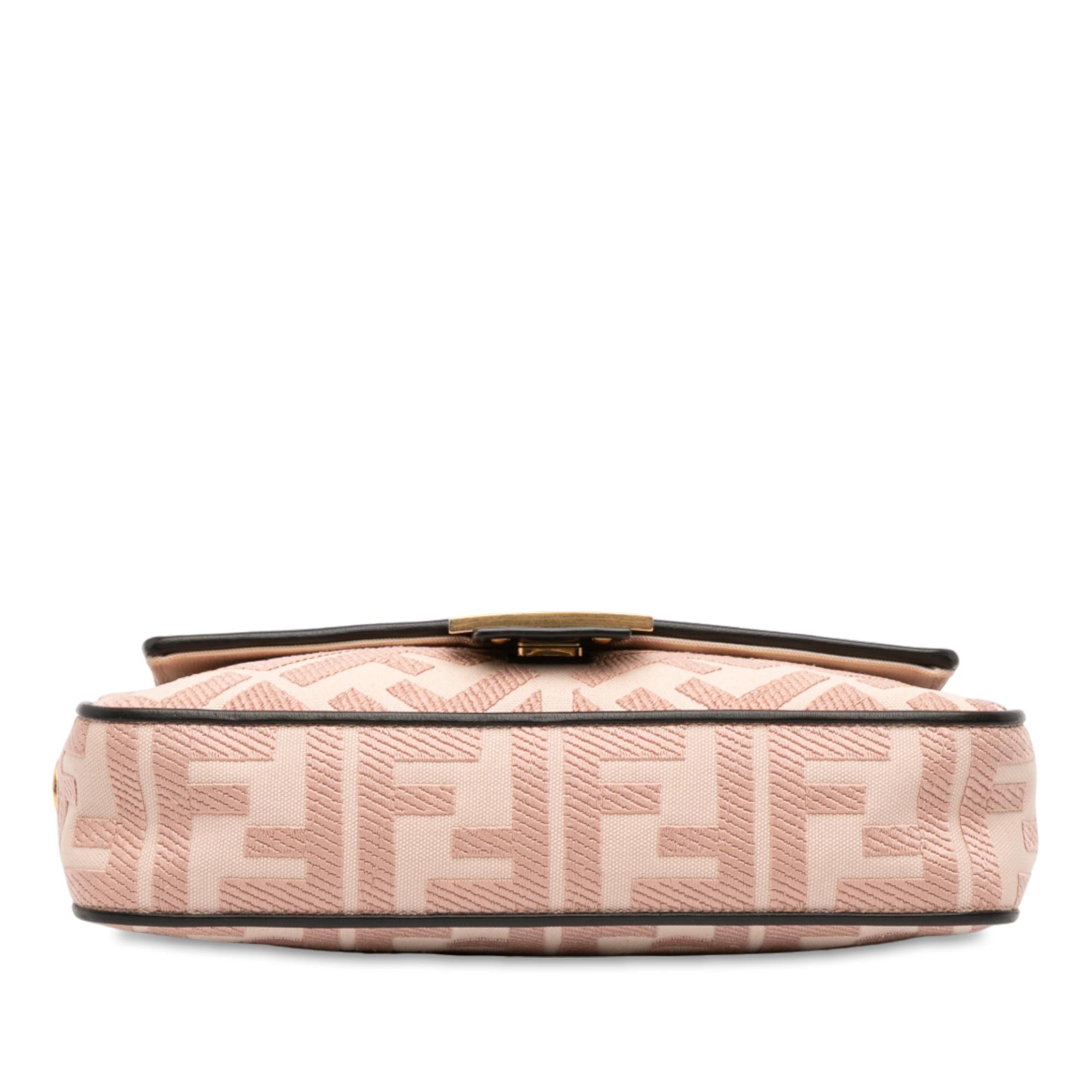 Fendi Zucca Embroidered Canvas Baguette Satchel