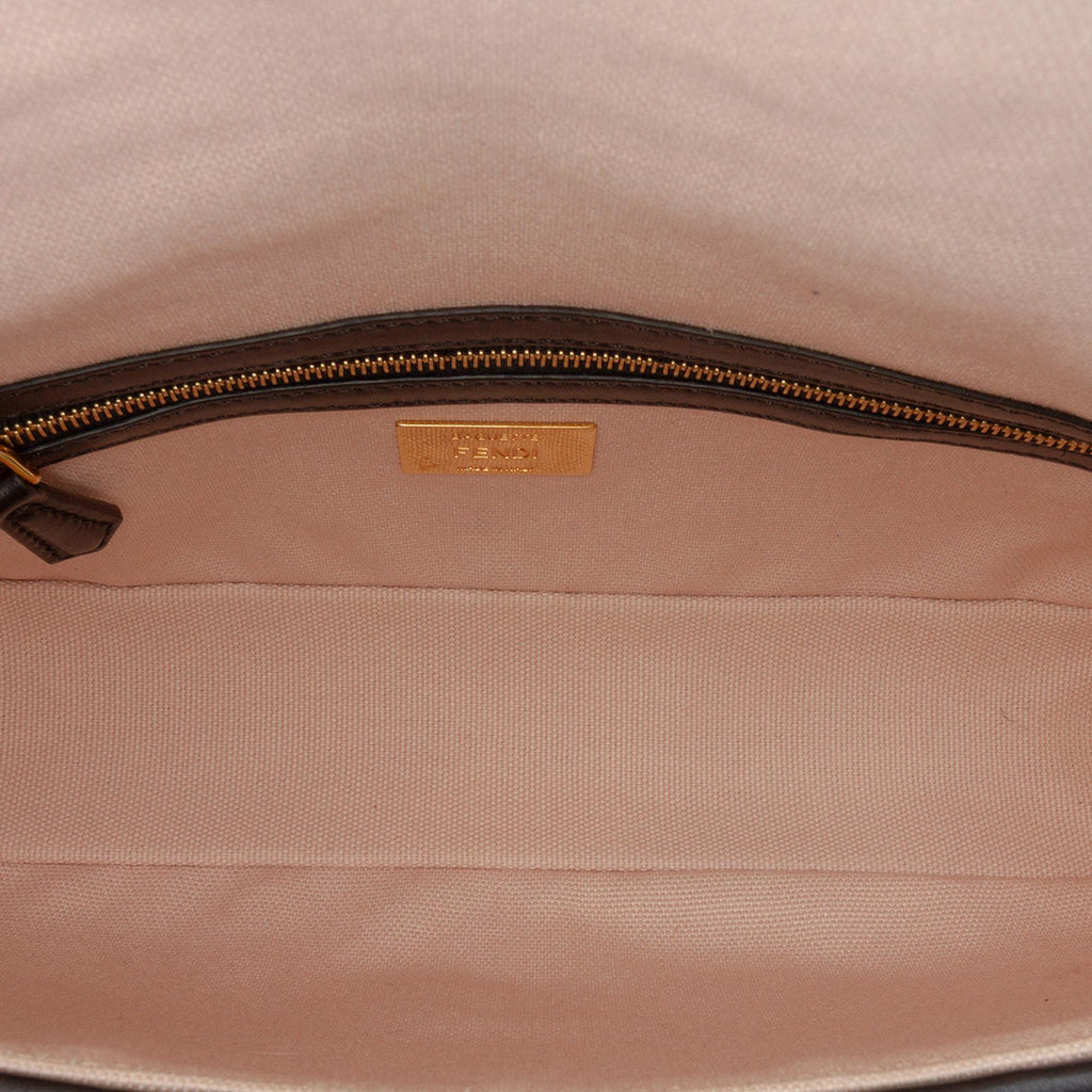 Fendi Zucca Embroidered Canvas Baguette Satchel