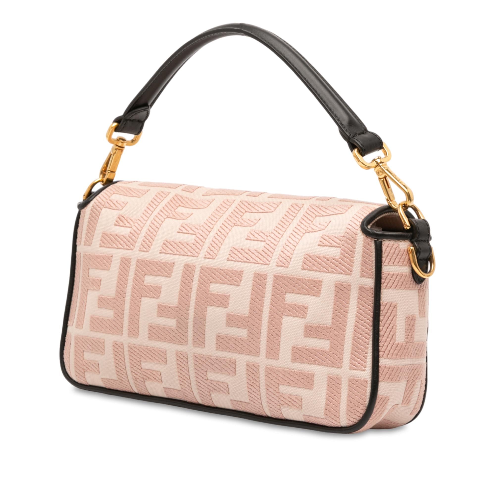 Fendi Zucca Embroidered Canvas Baguette Satchel