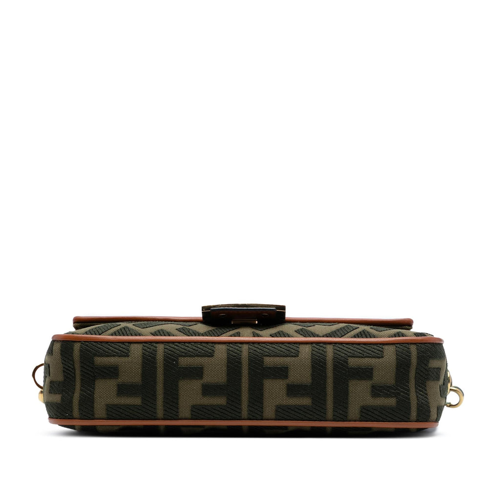 Fendi Zucca Embroidered Canvas Baguette Satchel