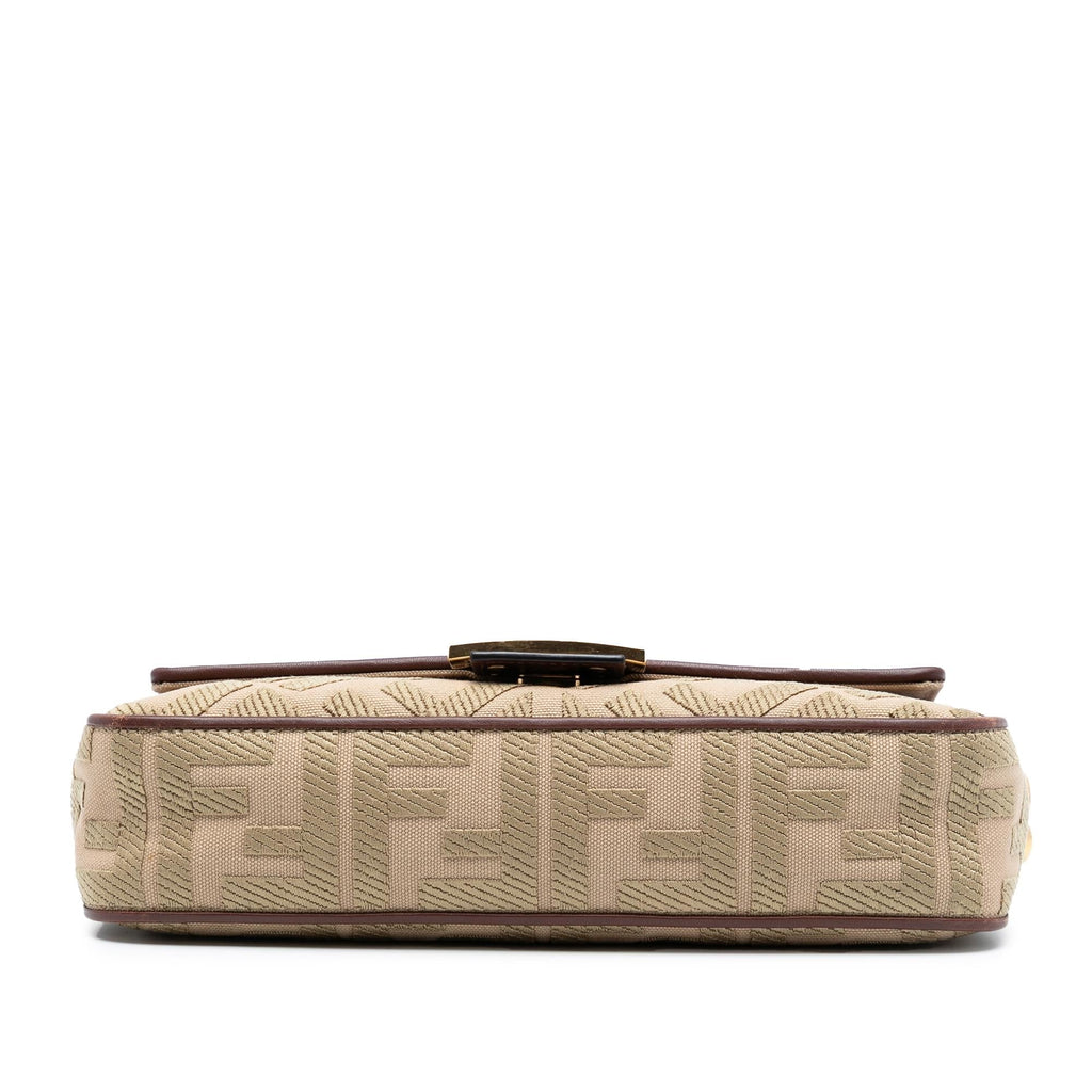 Fendi Zucca Embroidered Canvas Baguette Satchel