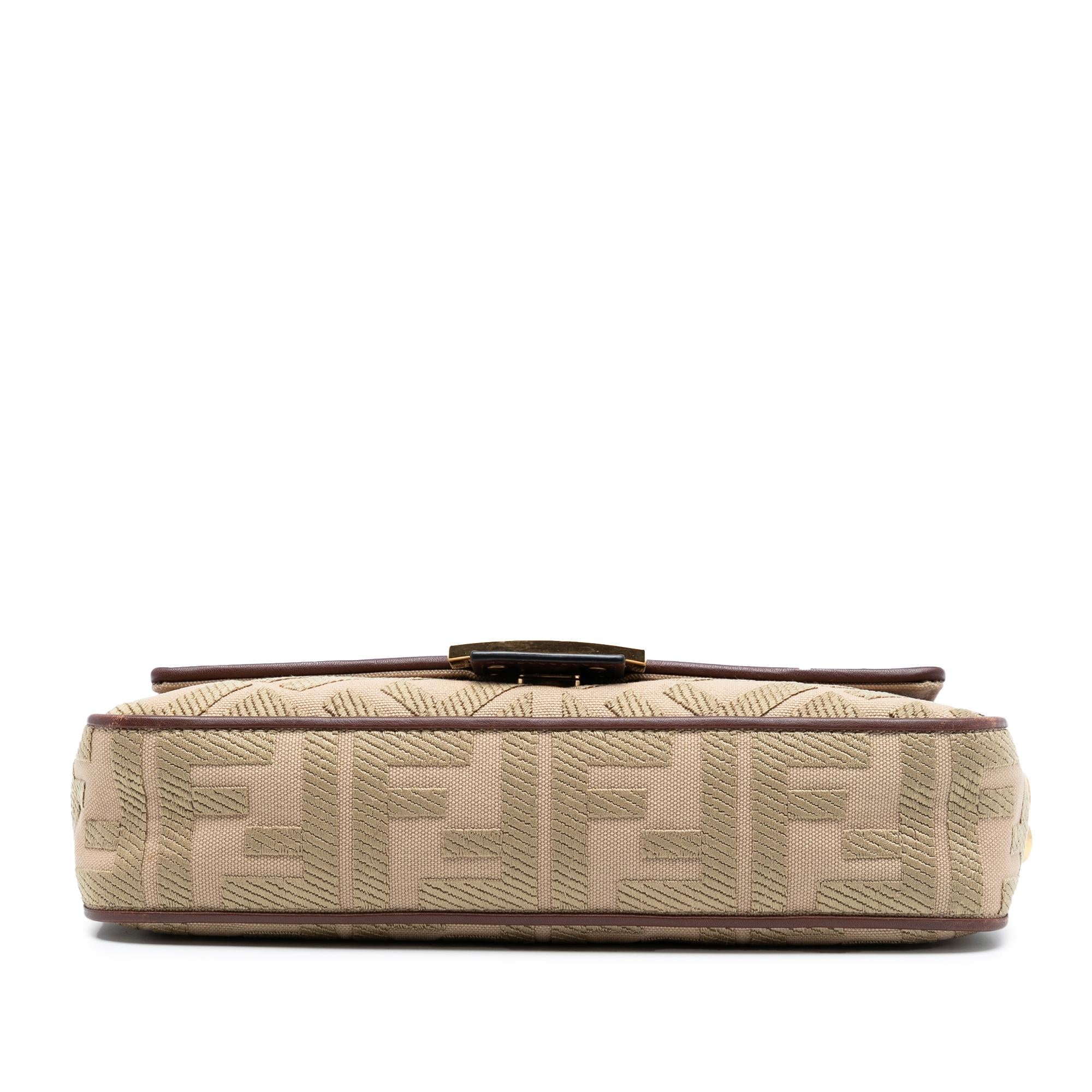 Fendi Zucca Embroidered Canvas Baguette Satchel
