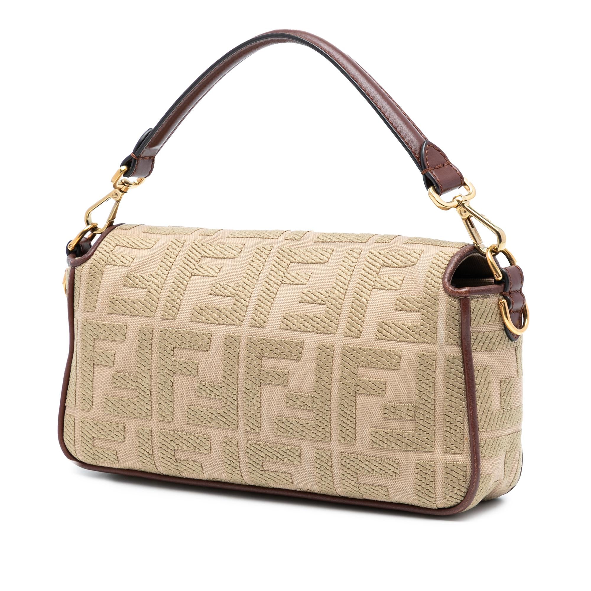 Fendi Zucca Embroidered Canvas Baguette Satchel