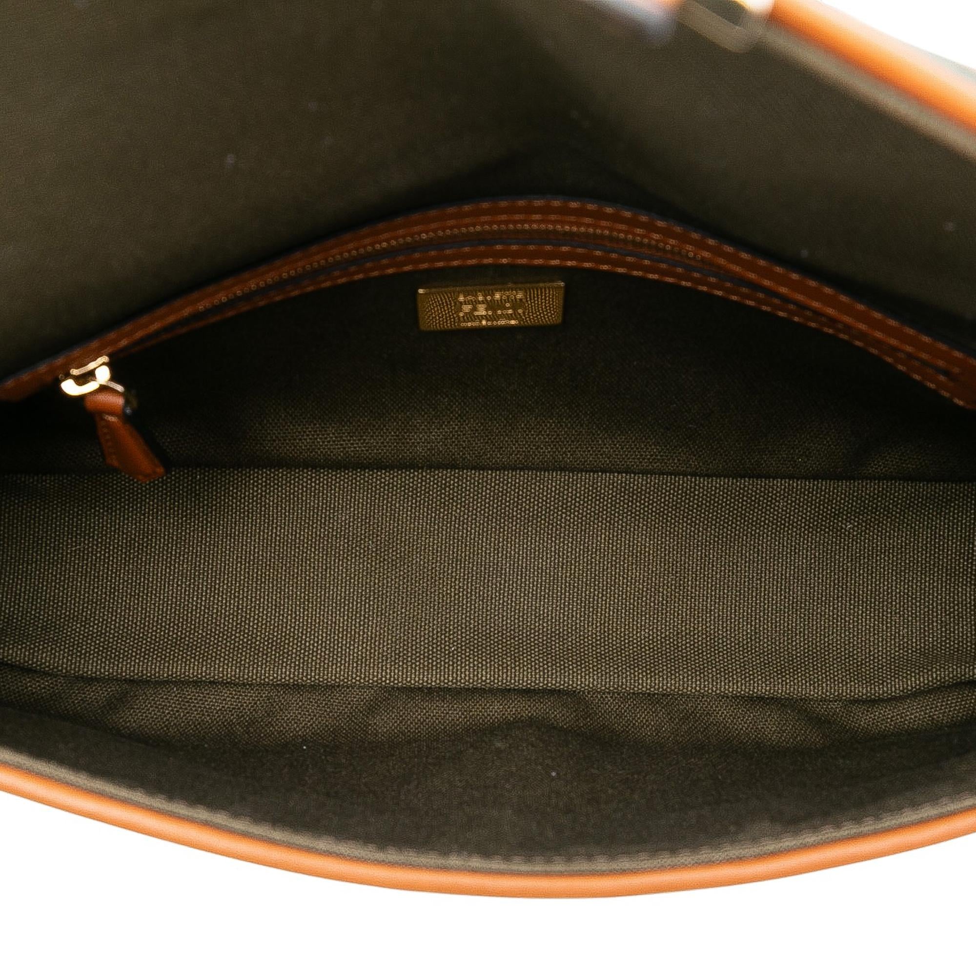 Fendi Zucca Embroidered Canvas Baguette Satchel