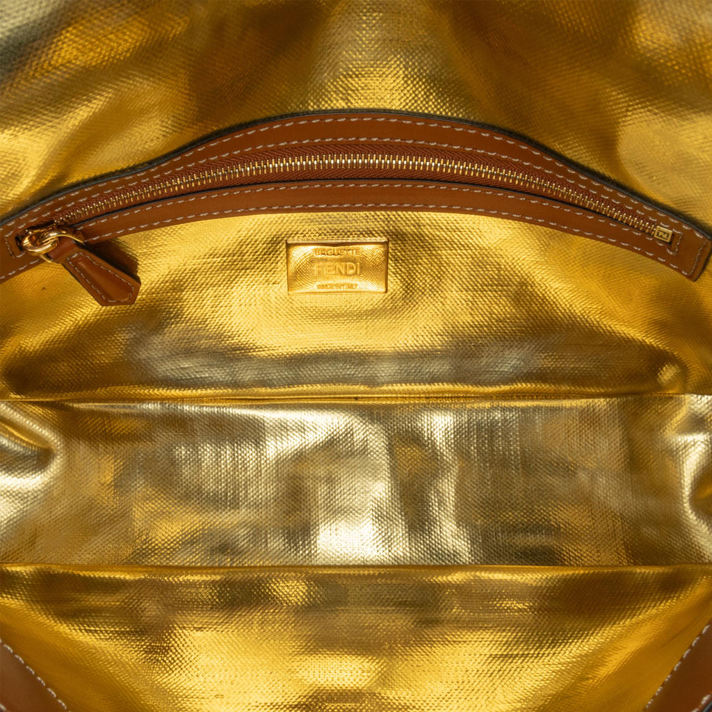 Fendi Zucca Embroidered Denim Baguette Satchel (SHG-1q9dga)