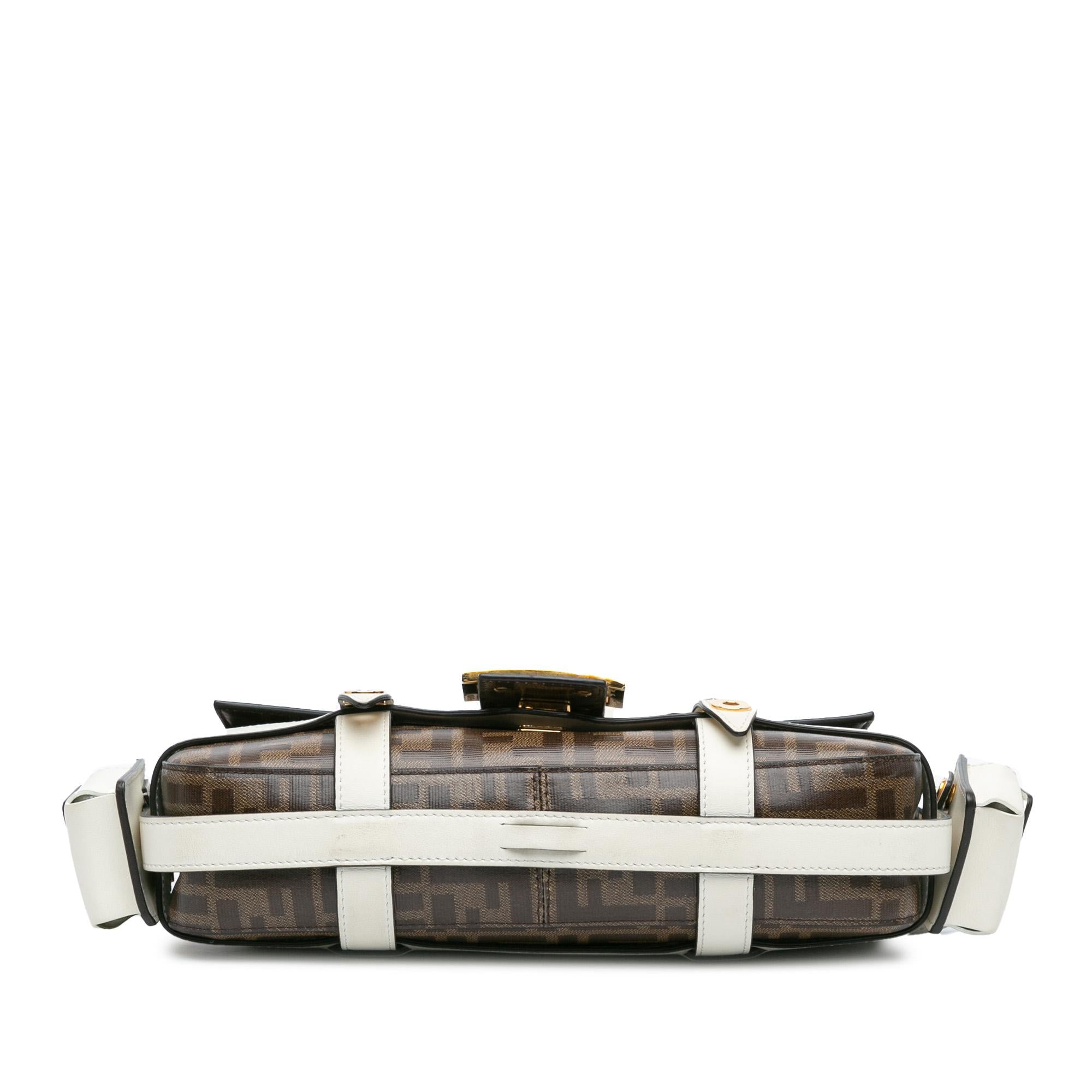 Fendi Zucca Glazed Fabric Cage Baguette Satchel