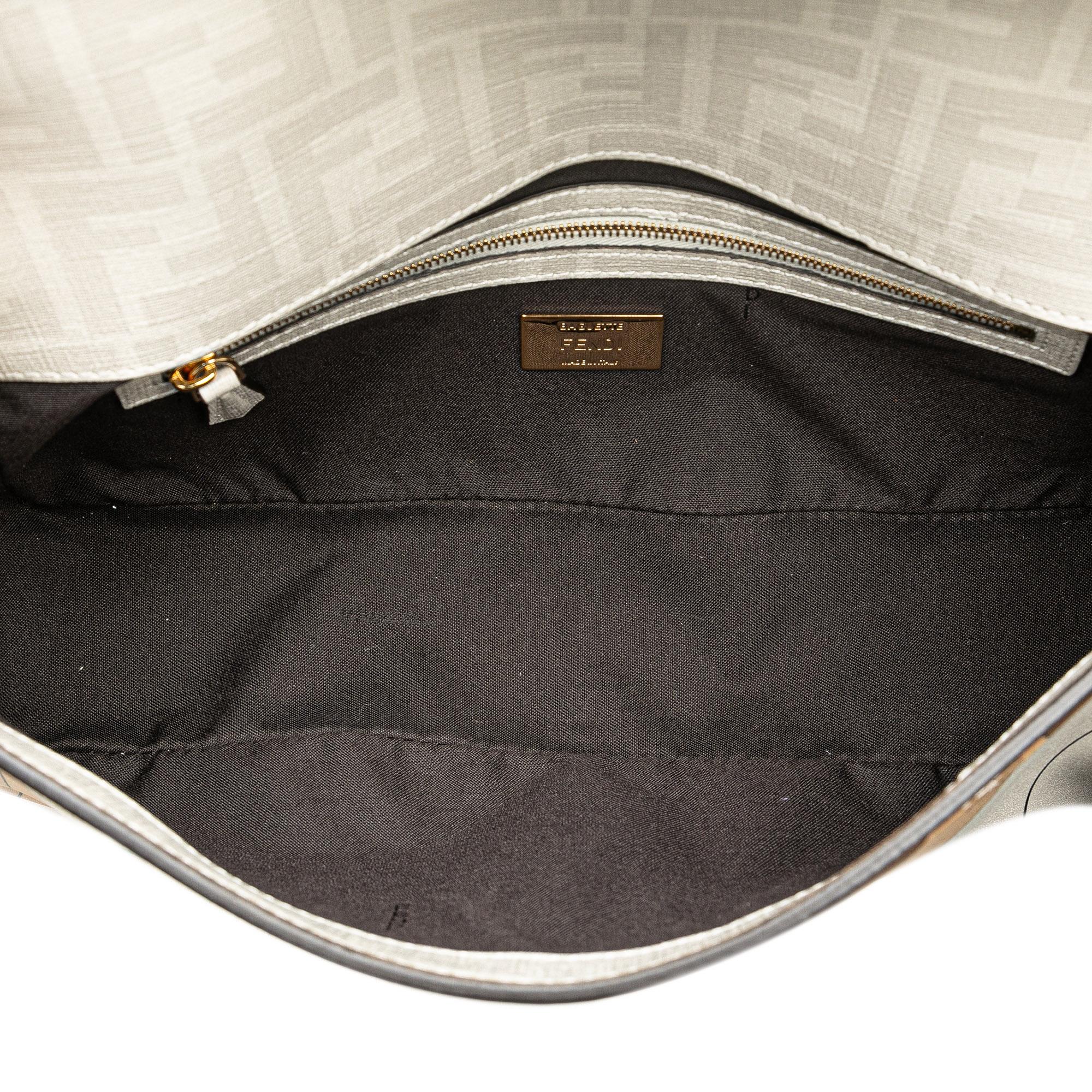 Fendi Zucca Graphic Print Coated Canvas Bikini Girls Baguette Satchel