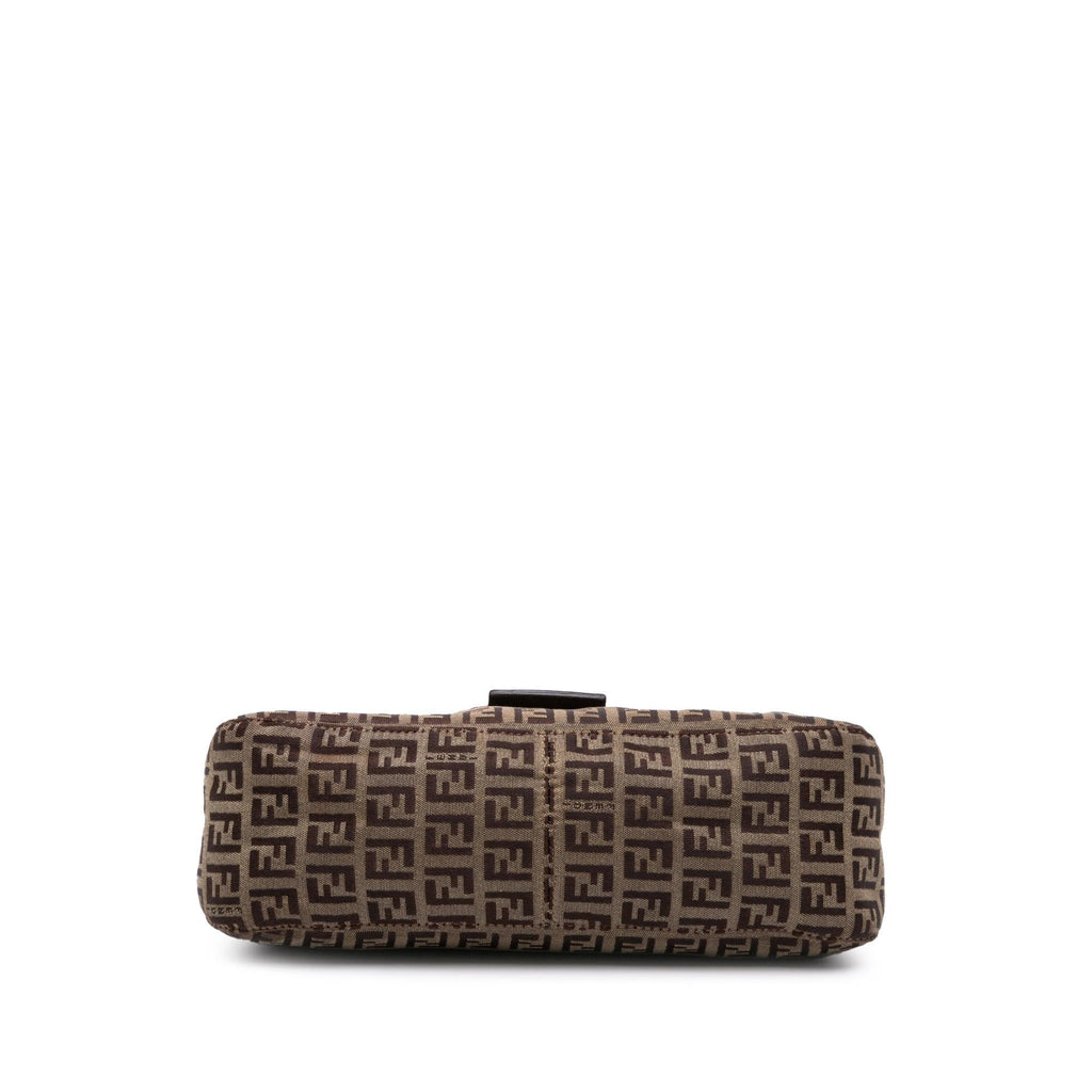Fendi Zucchino Canvas Double Flap Chain Shoulder Bag