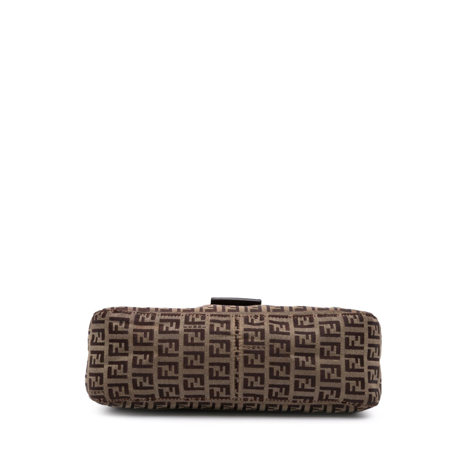 Fendi Zucchino Canvas Double Flap Chain Shoulder Bag