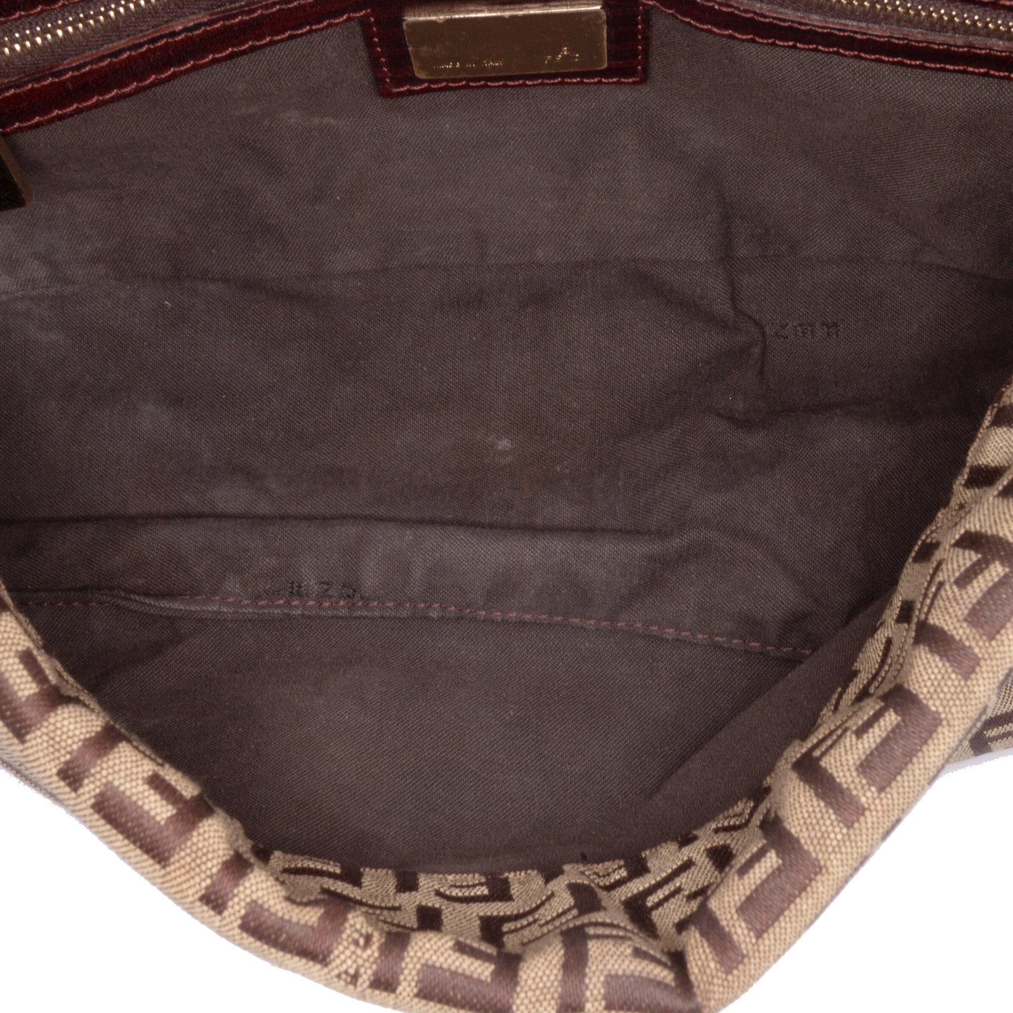 Fendi Zucchino Canvas Double Flap Chain Shoulder Bag
