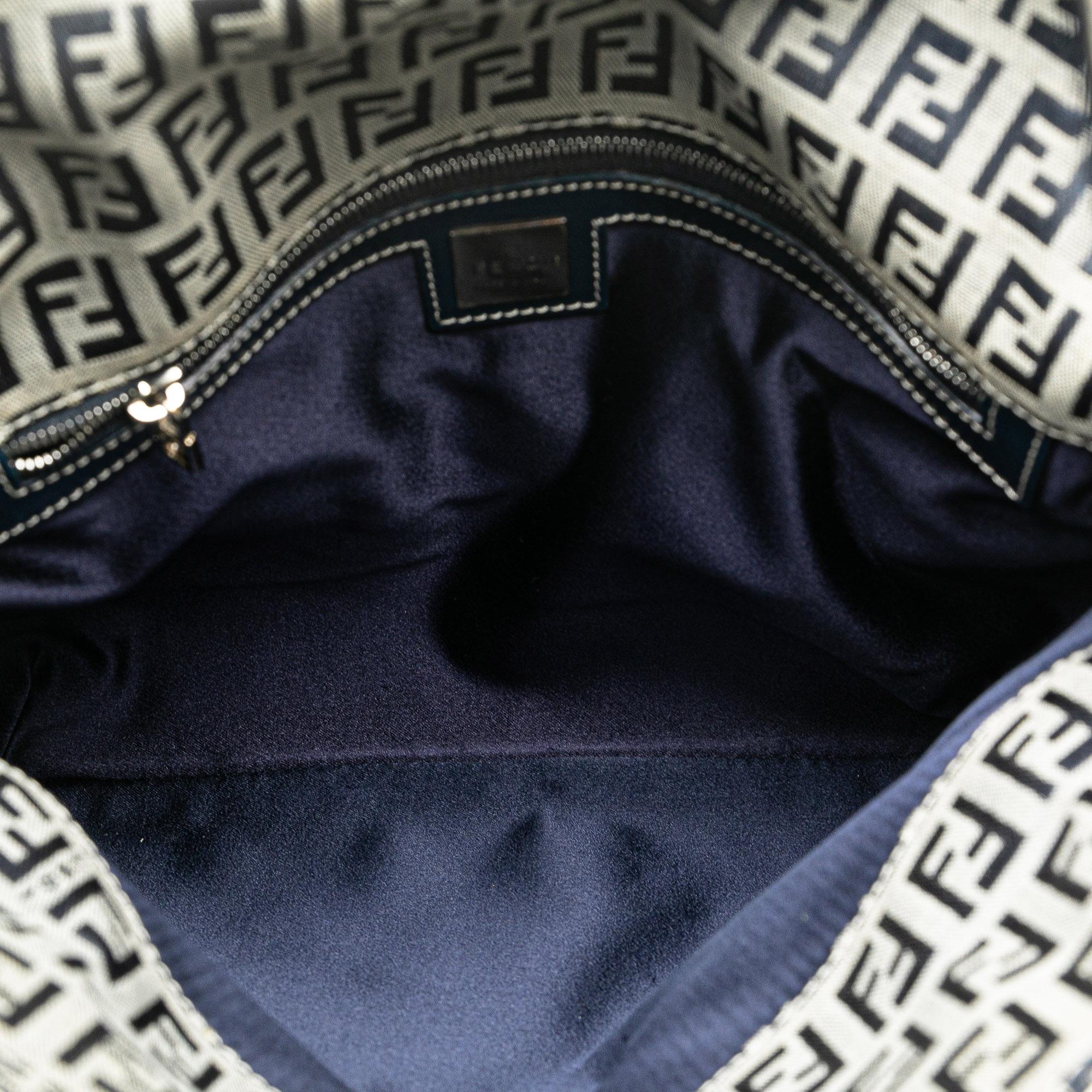 Fendi Zucchino Canvas Double Flap Shoulder Bag