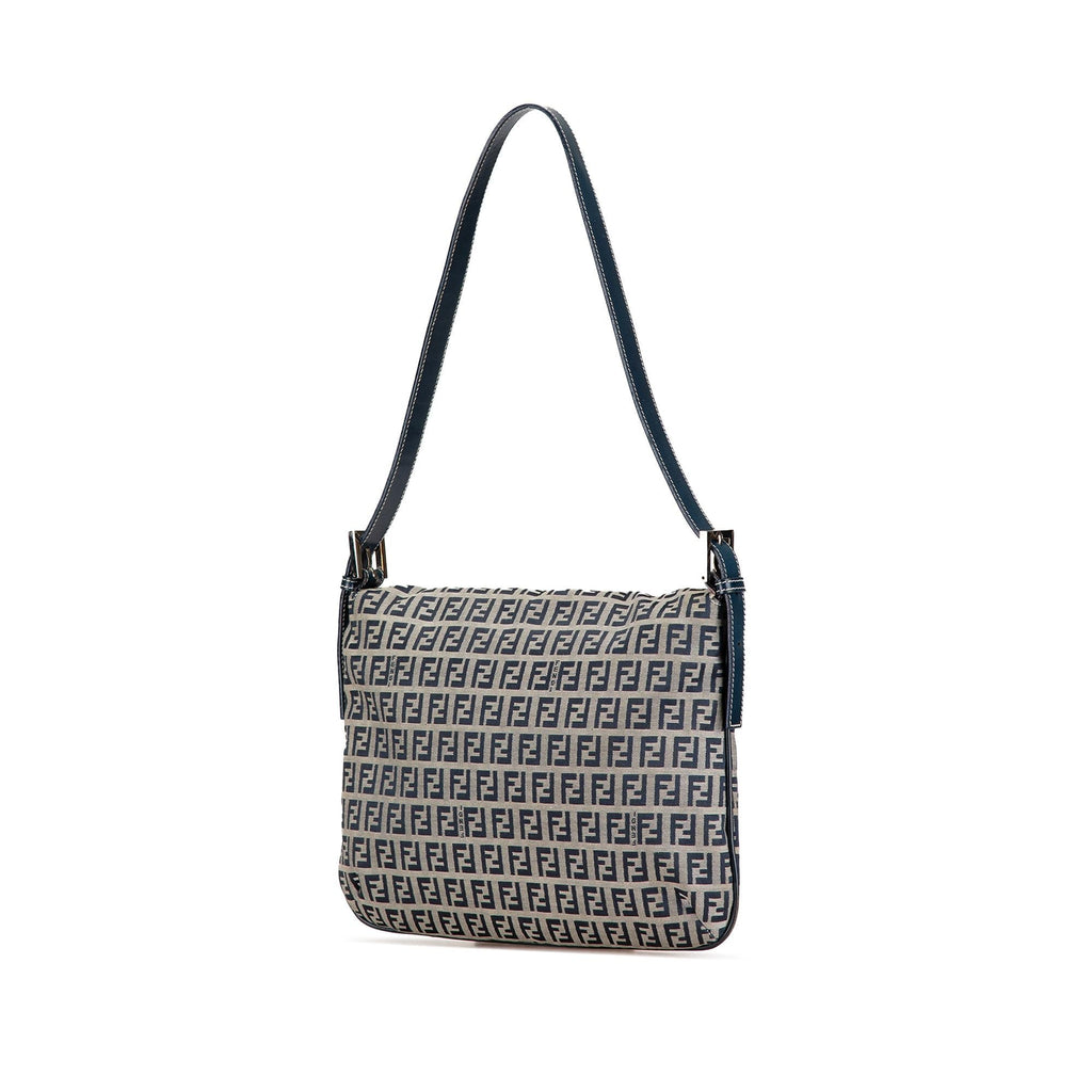 Fendi Zucchino Canvas Double Flap Shoulder Bag
