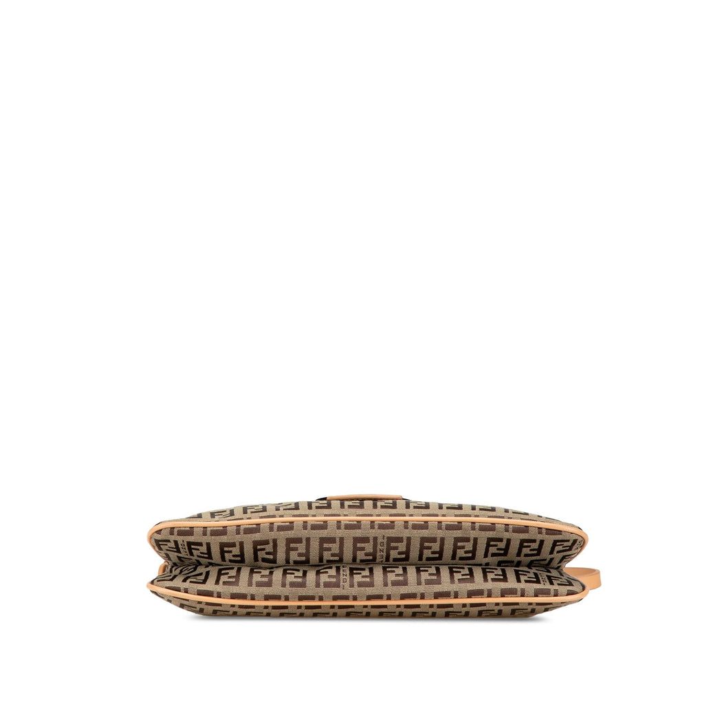 Fendi Zucchino Canvas Double Flap Shoulder Bag