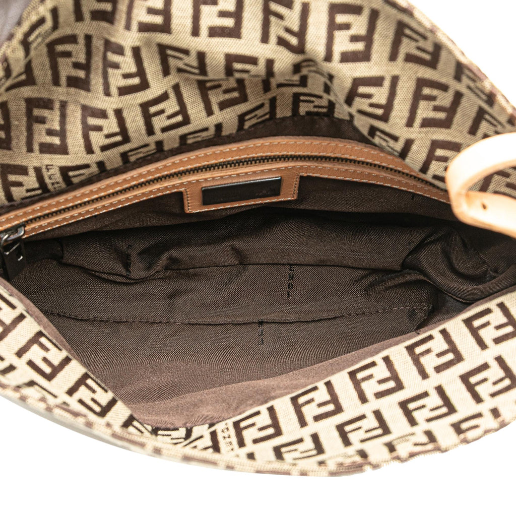 Fendi Zucchino Canvas Double Flap Shoulder Bag