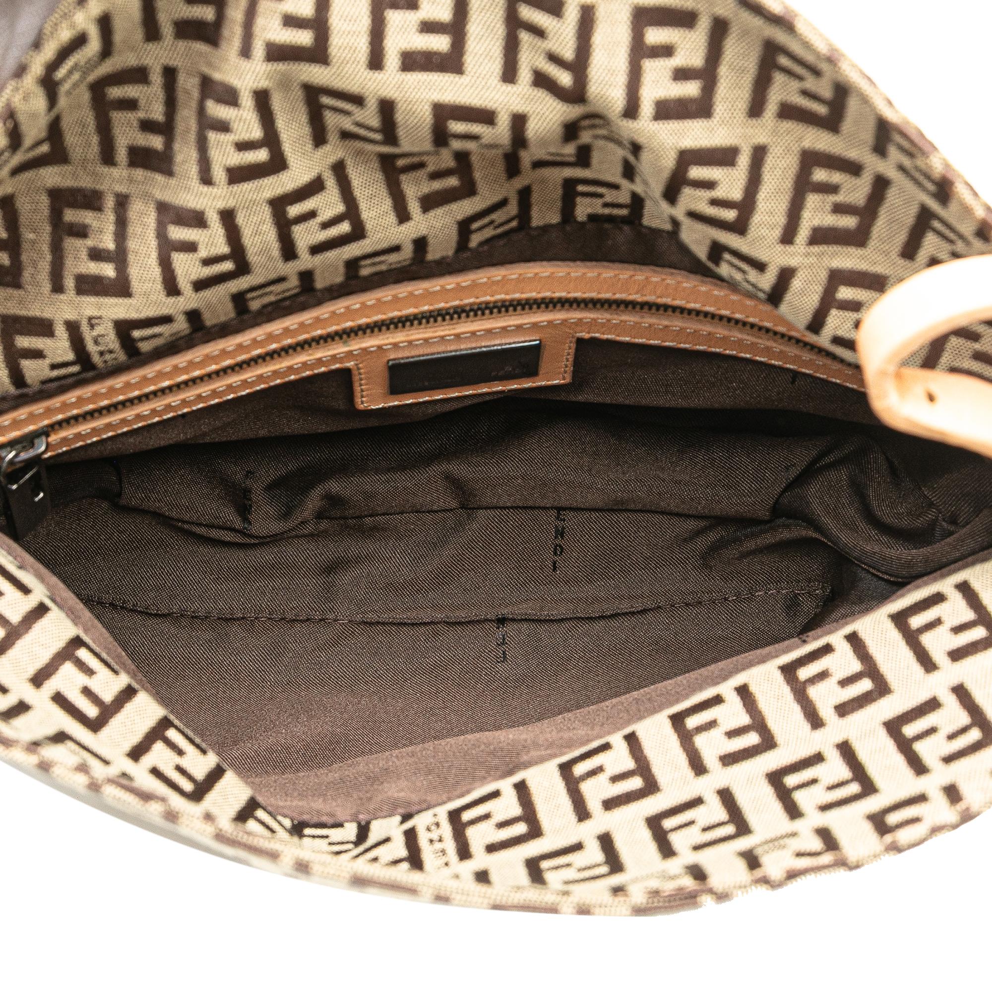 Fendi Zucchino Canvas Double Flap Shoulder Bag
