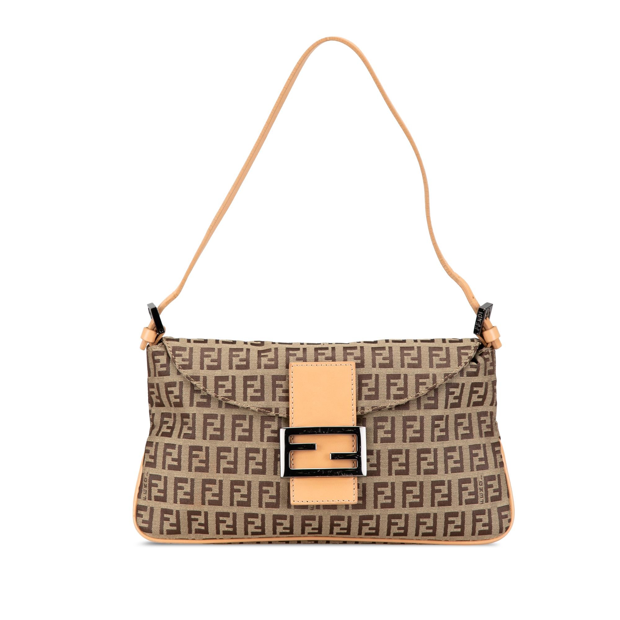 Fendi Zucchino Canvas Double Flap Shoulder Bag