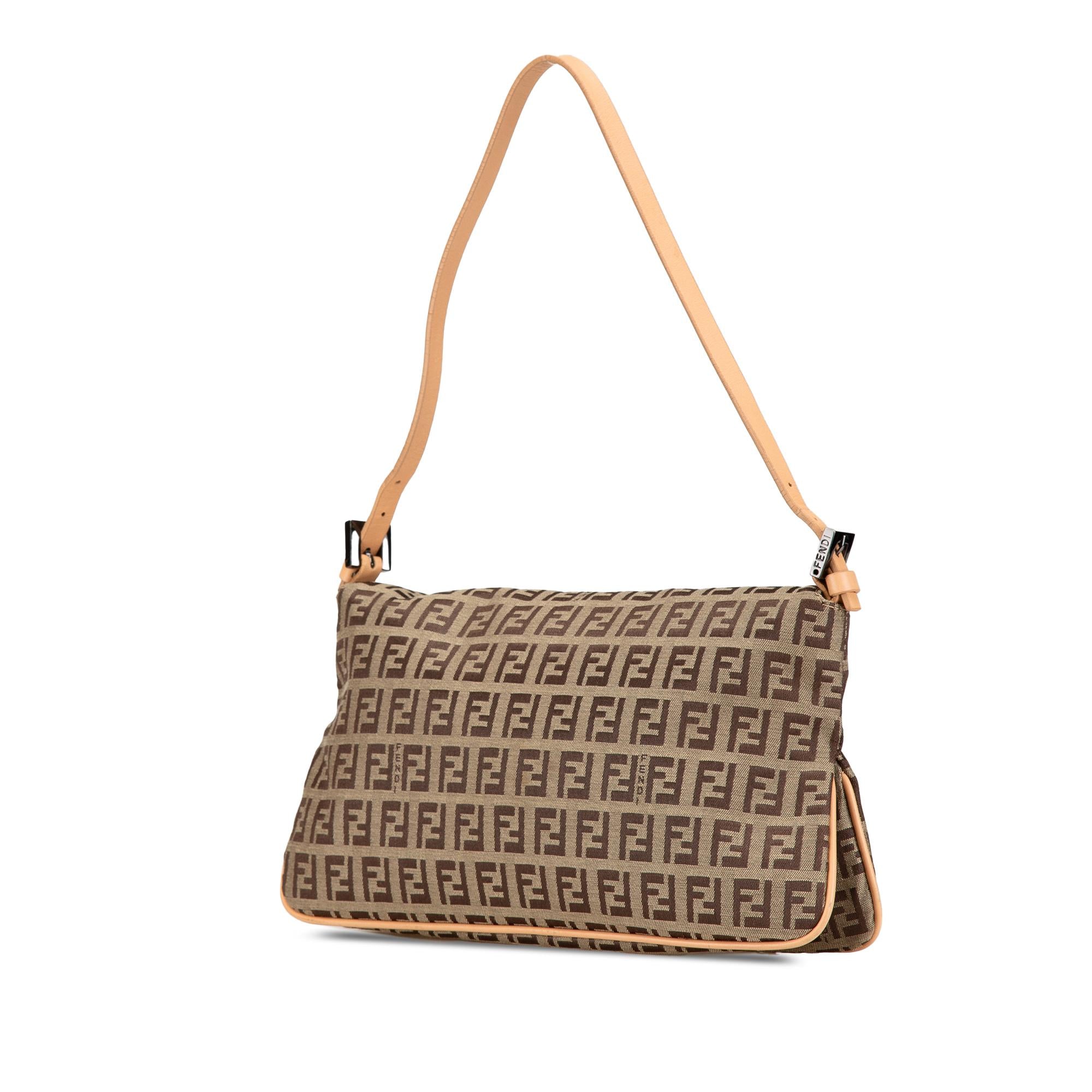 Fendi Zucchino Canvas Double Flap Shoulder Bag