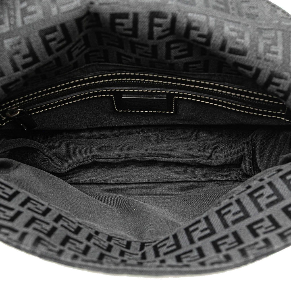 Fendi Zucchino Canvas Double Flap Shoulder Bag