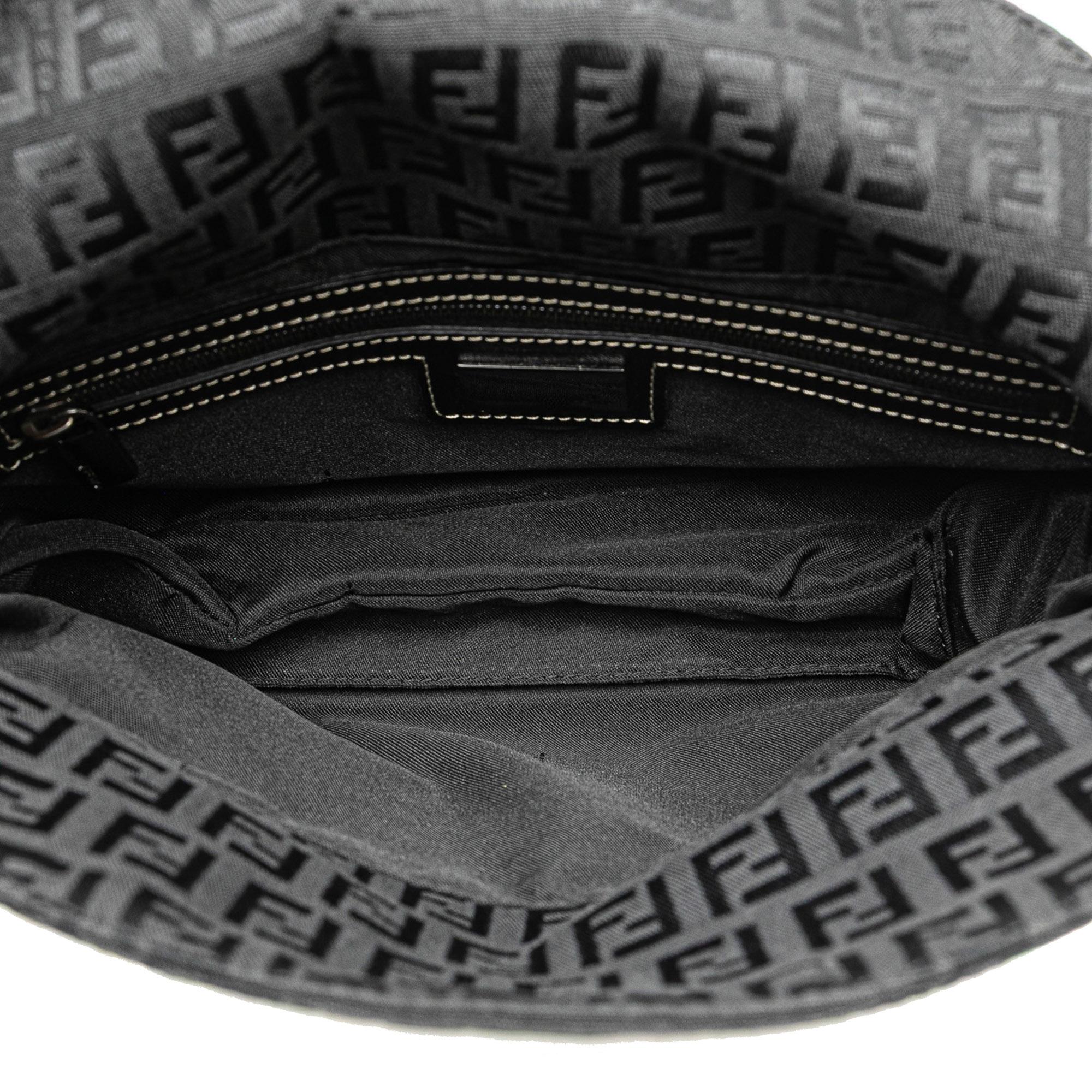 Fendi Zucchino Canvas Double Flap Shoulder Bag