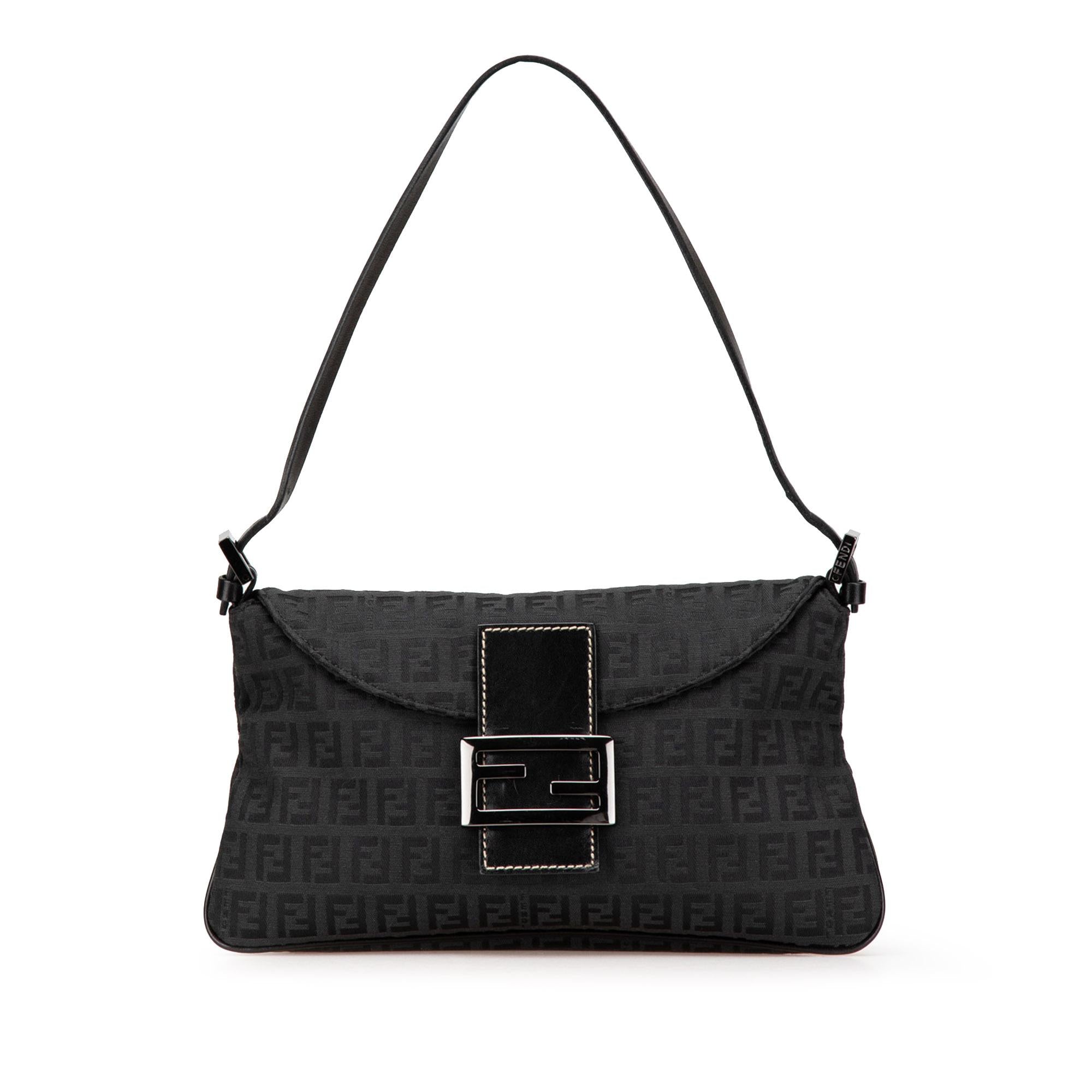Fendi Zucchino Canvas Double Flap Shoulder Bag