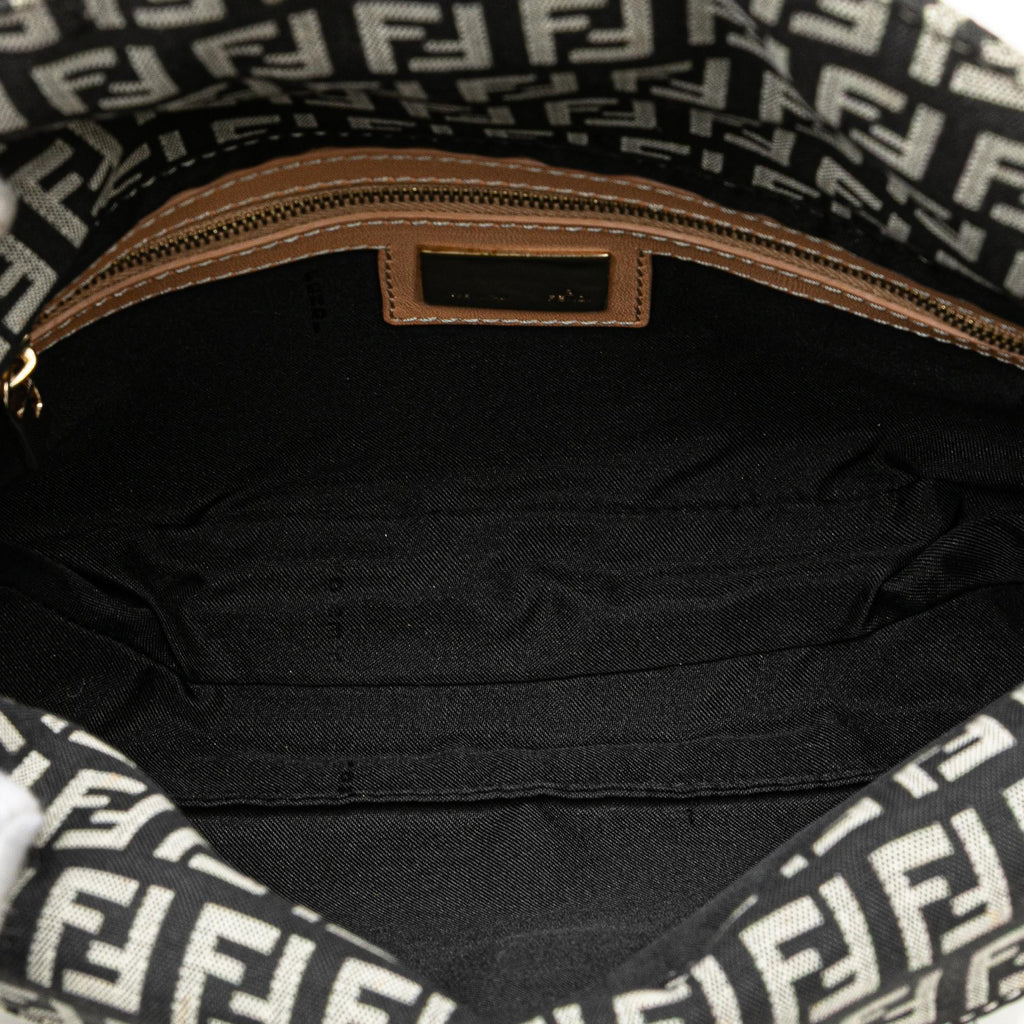 Fendi Zucchino Canvas Double Flap Shoulder Bag
