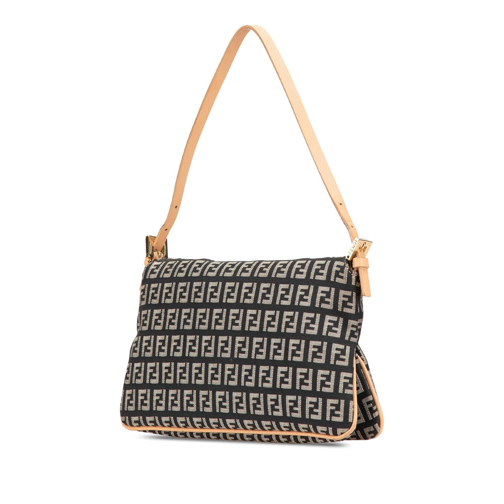 Fendi Zucchino Canvas Double Flap Shoulder Bag