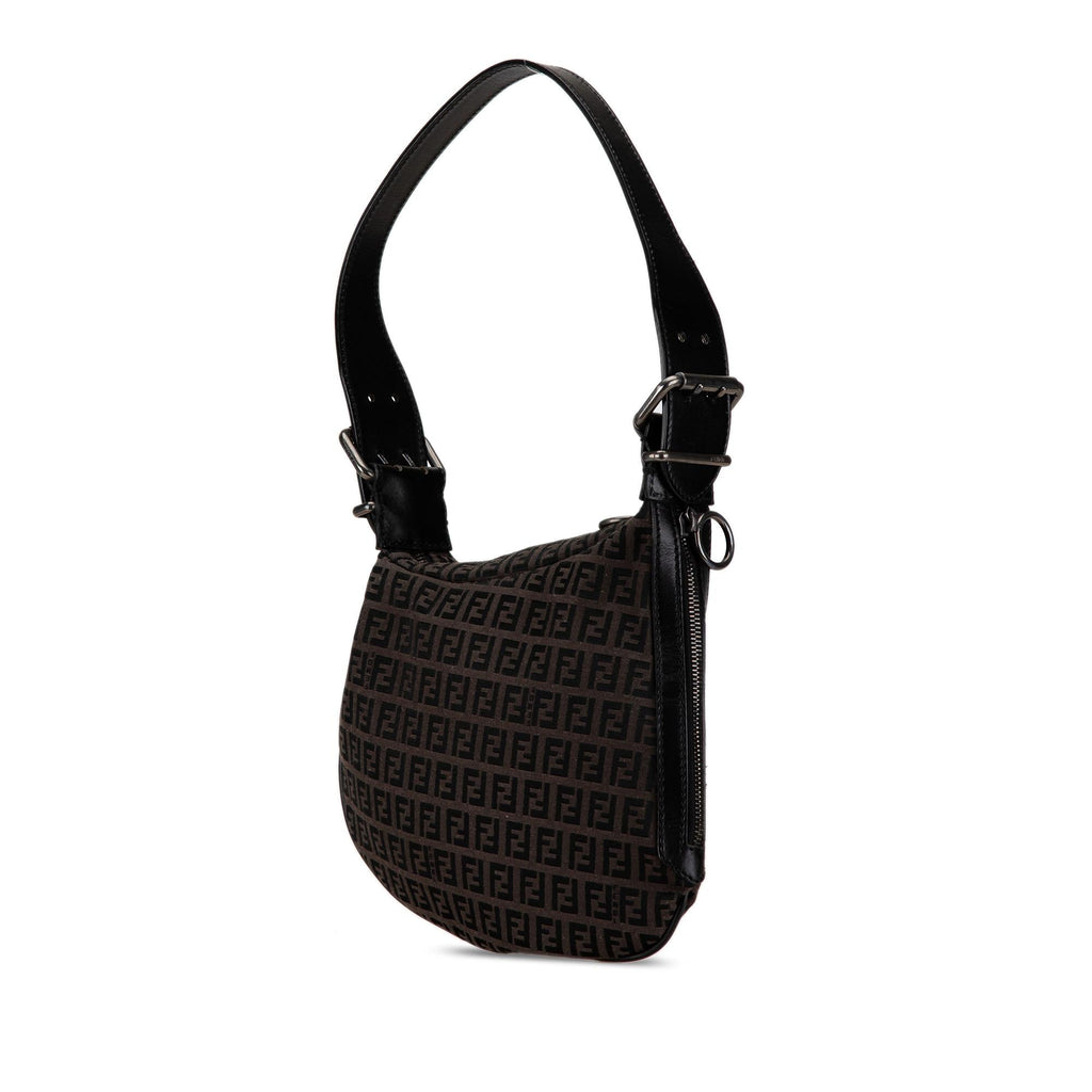 Fendi Zucchino Canvas Oyster Shoulder Bag (SHG-MyLE1w)