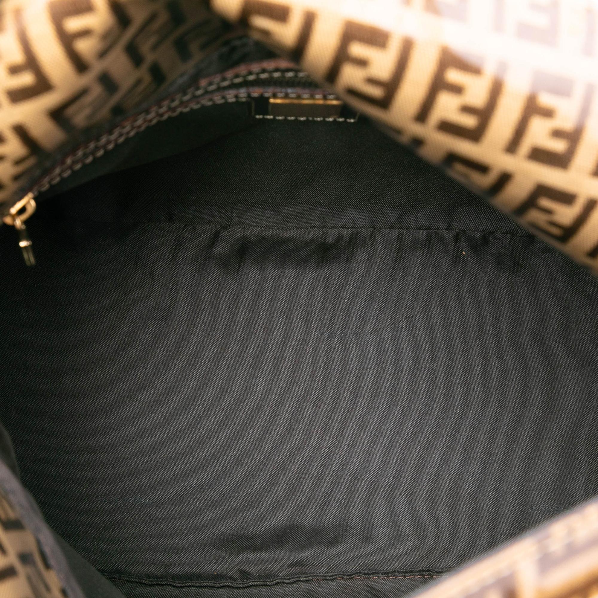 Fendi Zucchino Crystal Double Flap Shoulder Bag