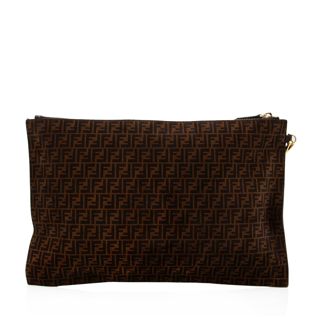 Fendi Zucchino Suede Large Flat Pouch (SHF-79WgbJ)