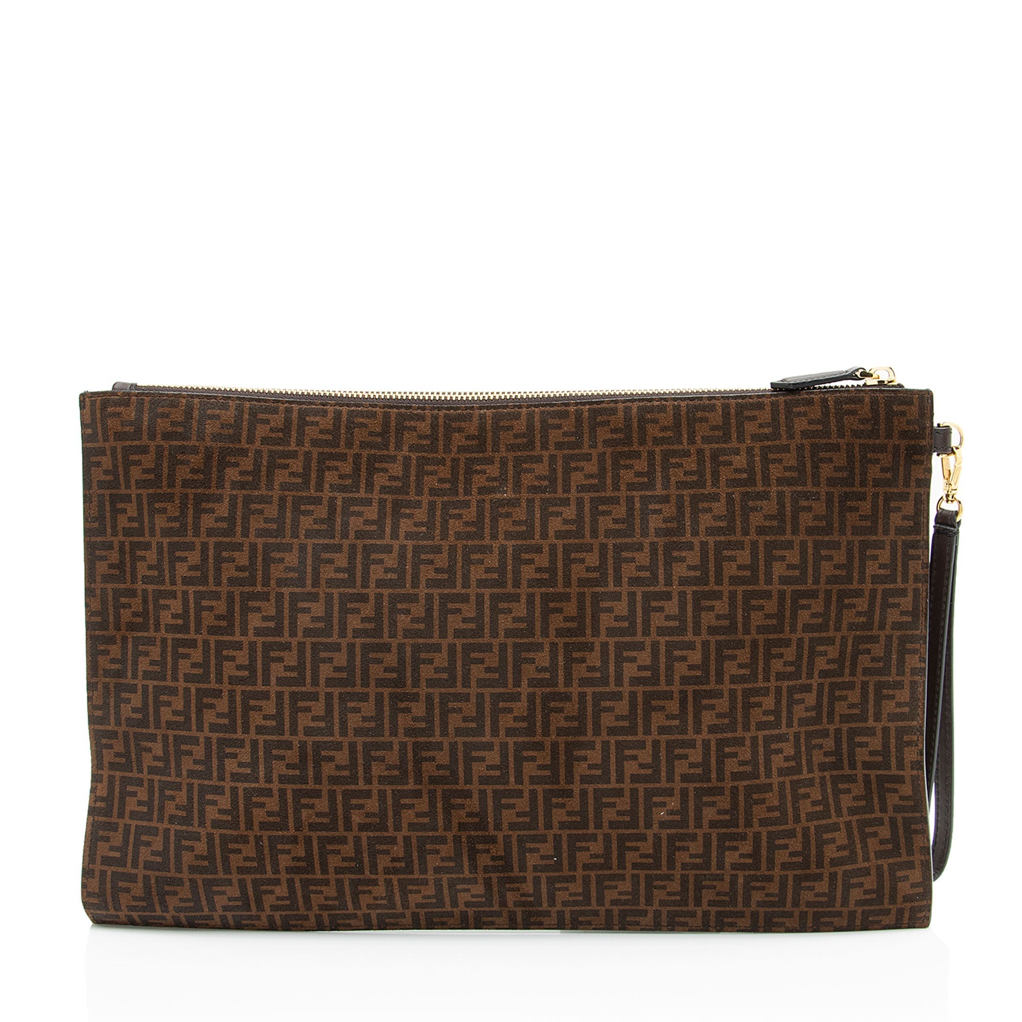 Fendi Zucchino Suede Large Flat Pouch