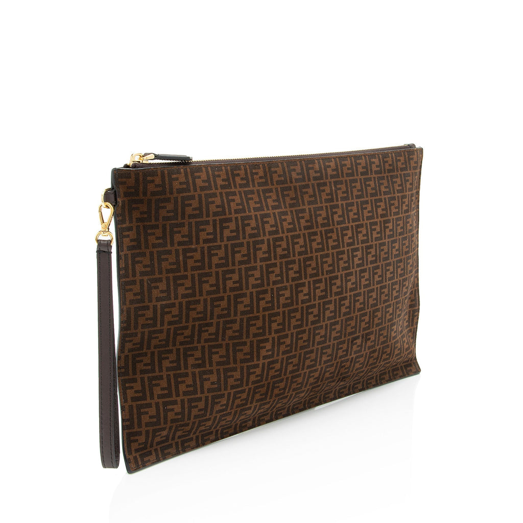 Fendi Zucchino Suede Large Flat Pouch