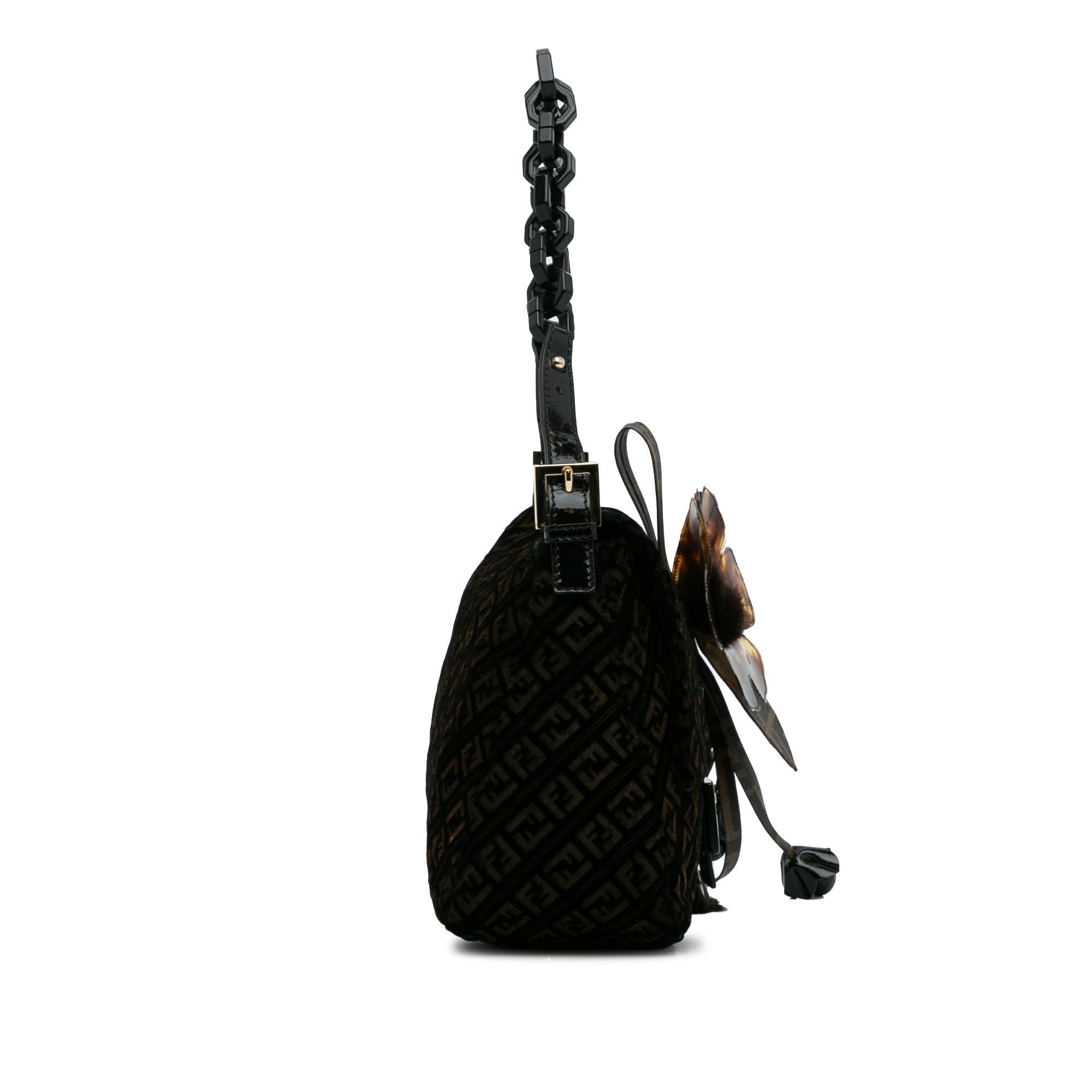 Fendi Zucchino Velvet Mamma Chain Shoulder Bag (SHG-c9W5EP)