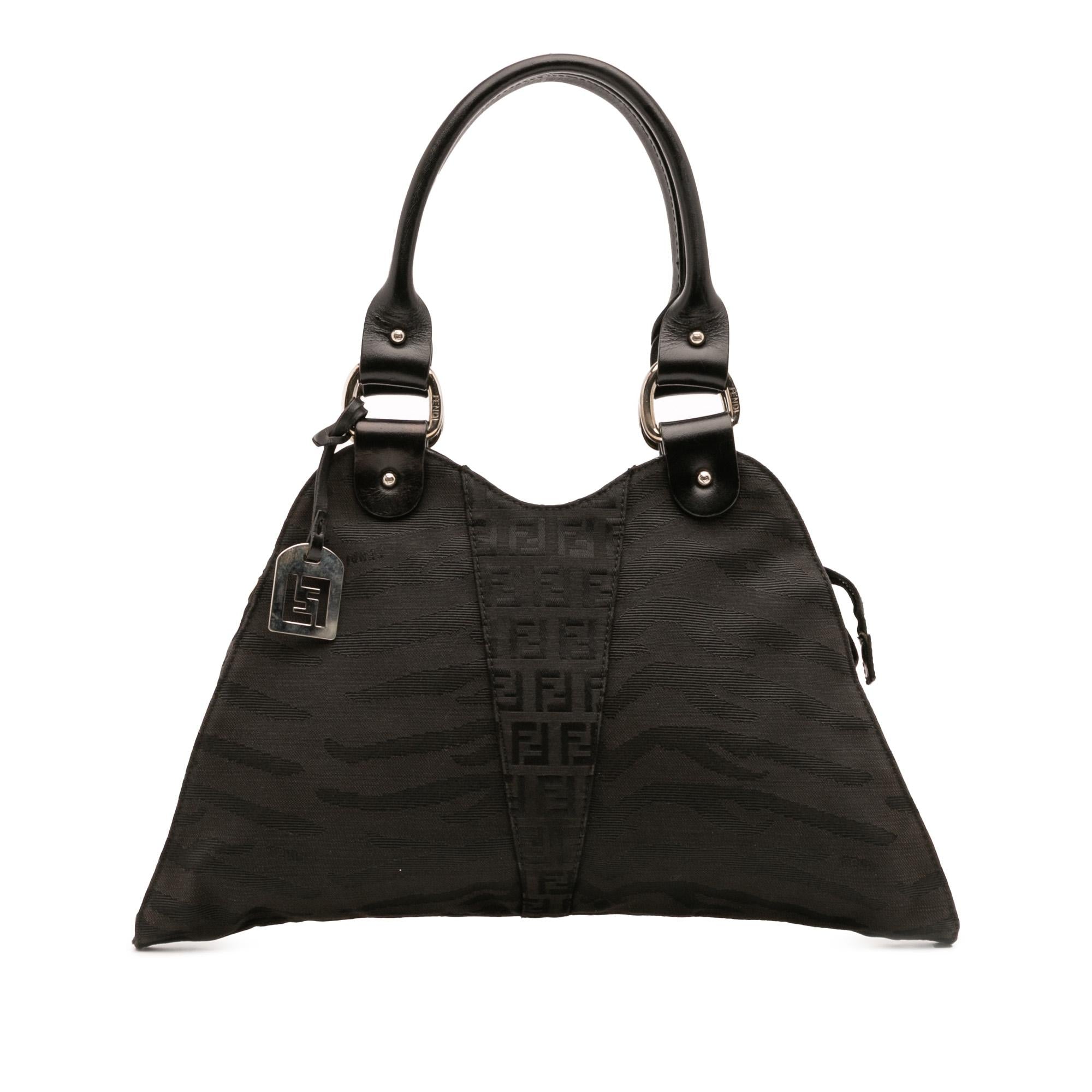Fendi Zucchino Zebra Print Canvas Diavolo Trapezio Handbag