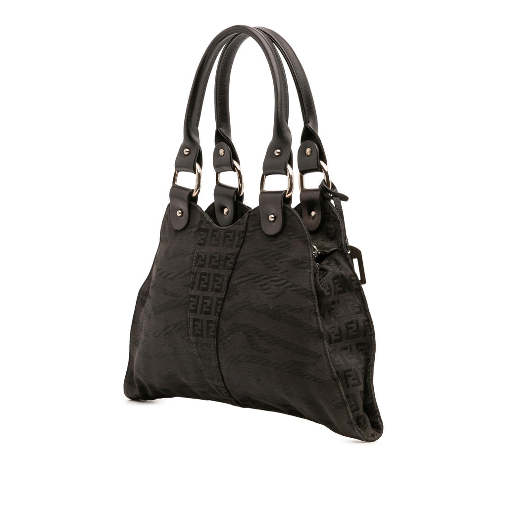 Fendi Zucchino Zebra Print Canvas Diavolo Trapezio Handbag