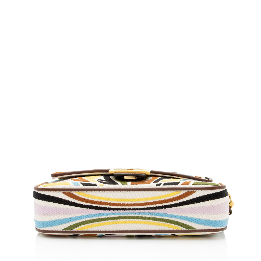 Fendi x Sara Coleman Canvas Fish Eye Medium Baguette Shoulder Bag