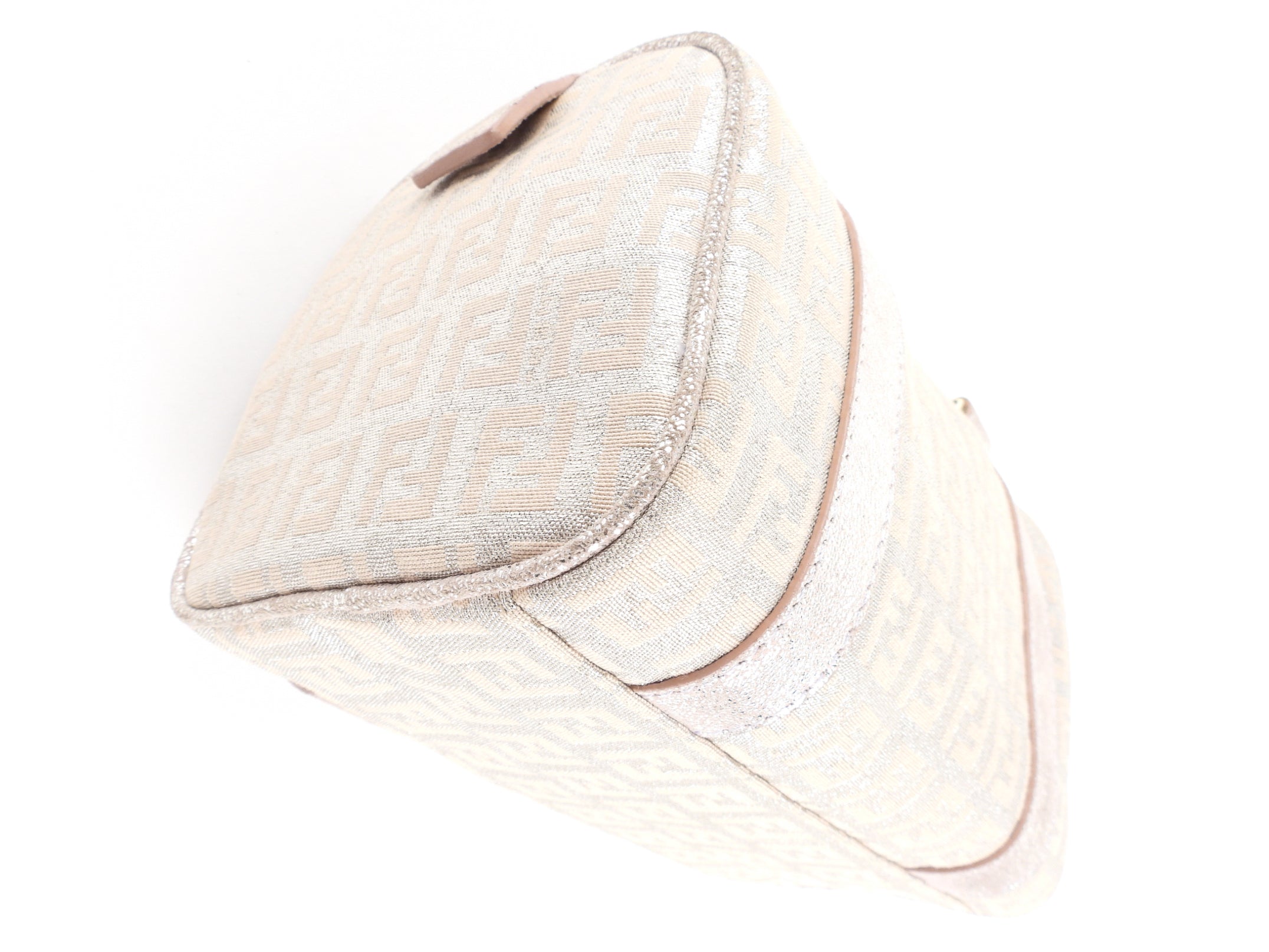 Fendi Metallic Pink Zucchino Shimmer Canvas FF Monogram Boston Bag