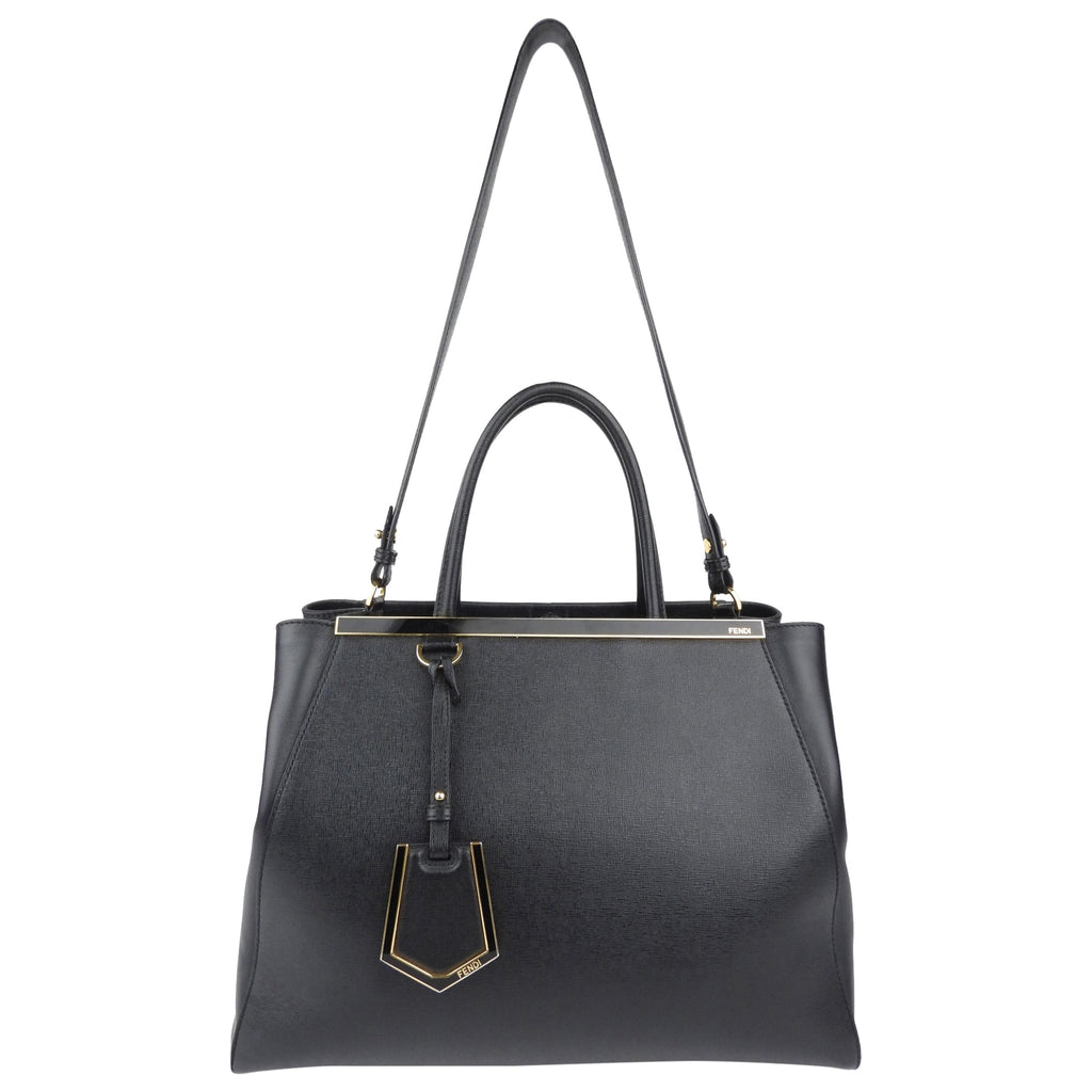 Fendi Black Leather 2Jours Two Way Tote Bag