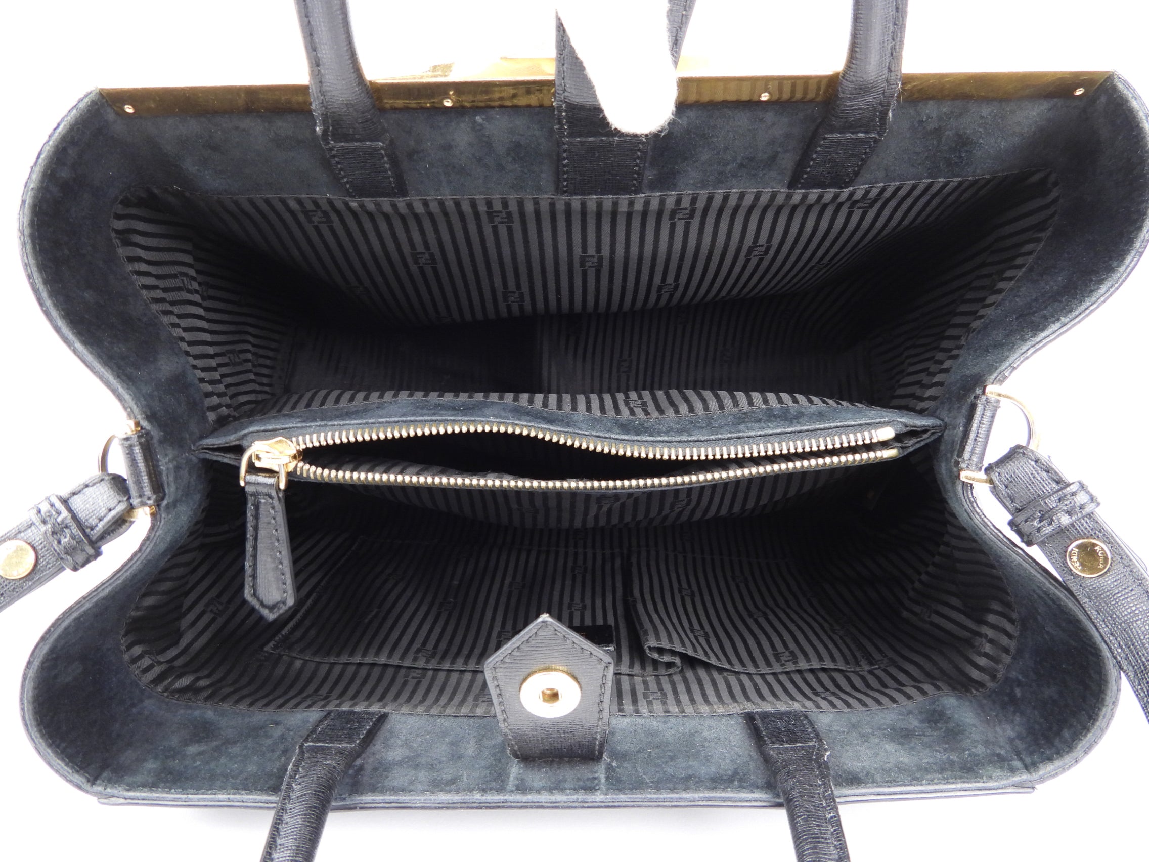 Fendi Black Leather 2Jours Two Way Tote Bag